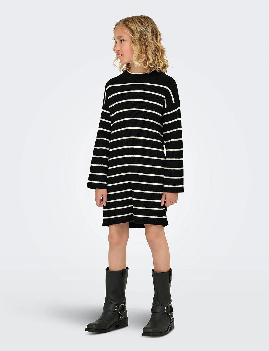 Kids Only - KOGIBI LS O-NECK DRESS CP KNT - långärmade vardagsklänningar - black - 0