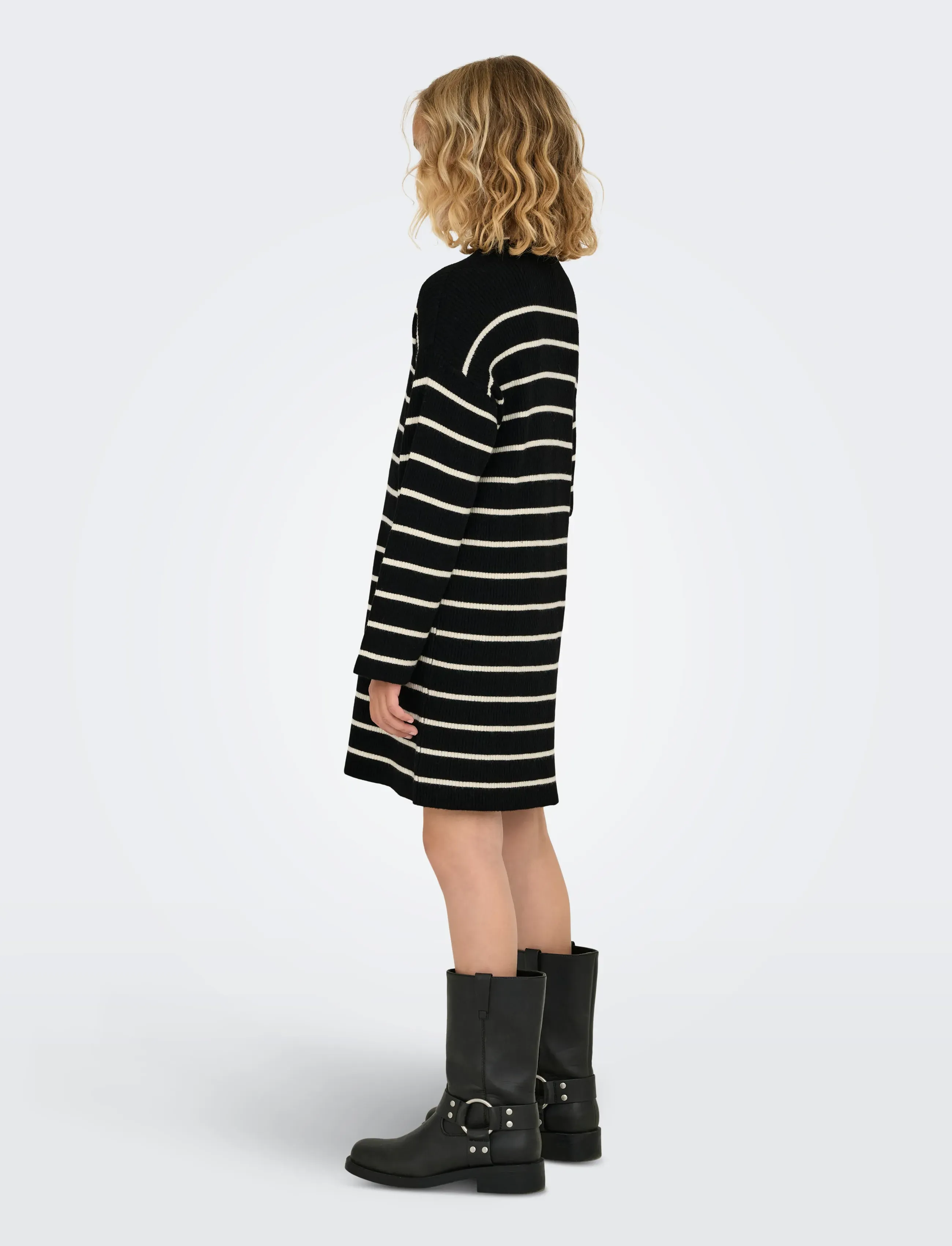 Kids Only - KOGIBI LS O-NECK DRESS CP KNT - långärmade vardagsklänningar - black - 2