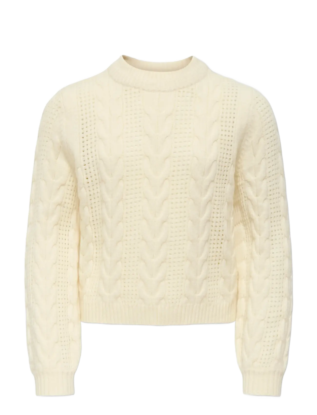 Kids Only Kogrubina Ls Cable O-Neck Cp Knt, 158-164, Knitwear, Creme - Pullovers, Kinder