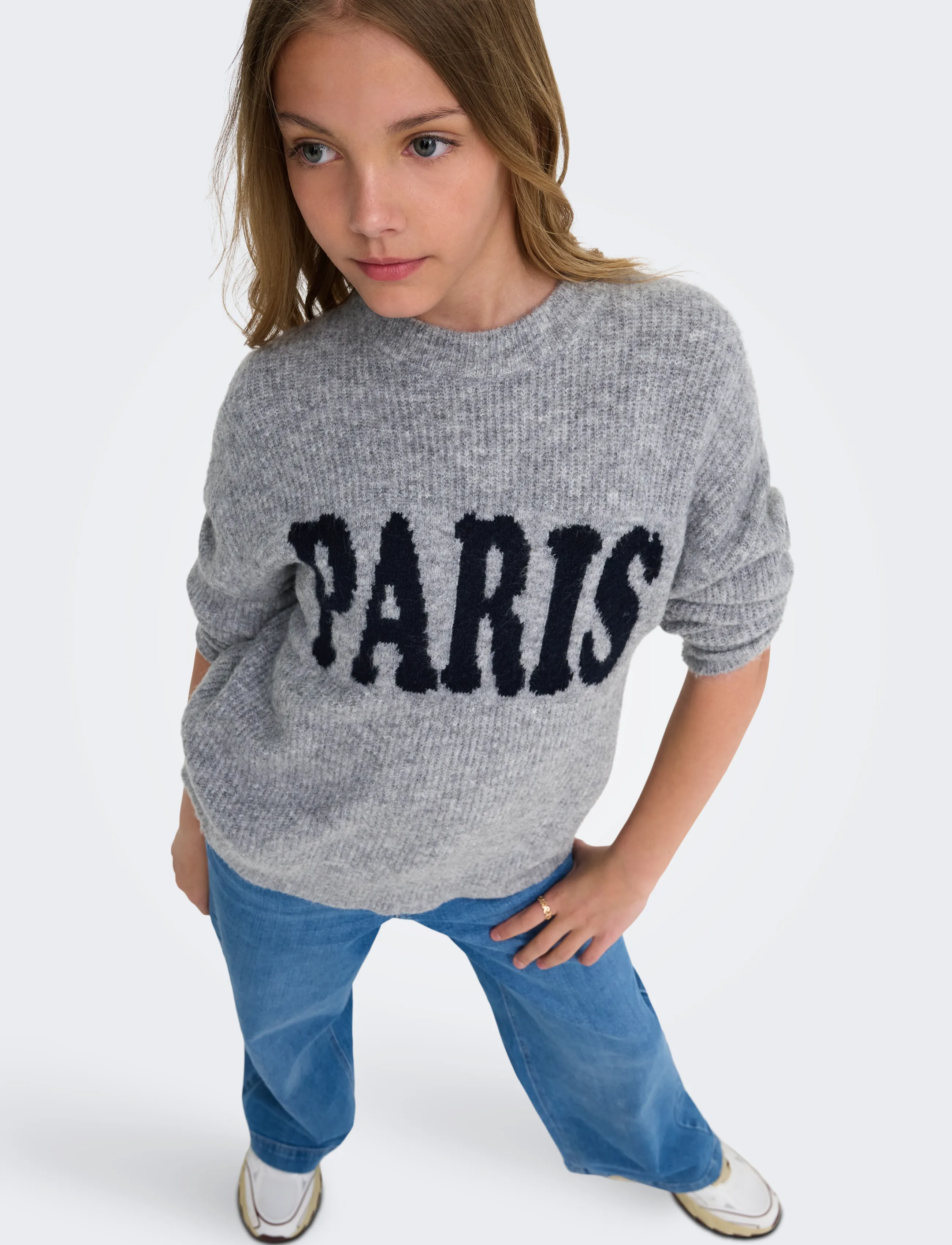 Kids Only - KOGJERICO L/S PULLOVER VD KNT - grey melange - 5