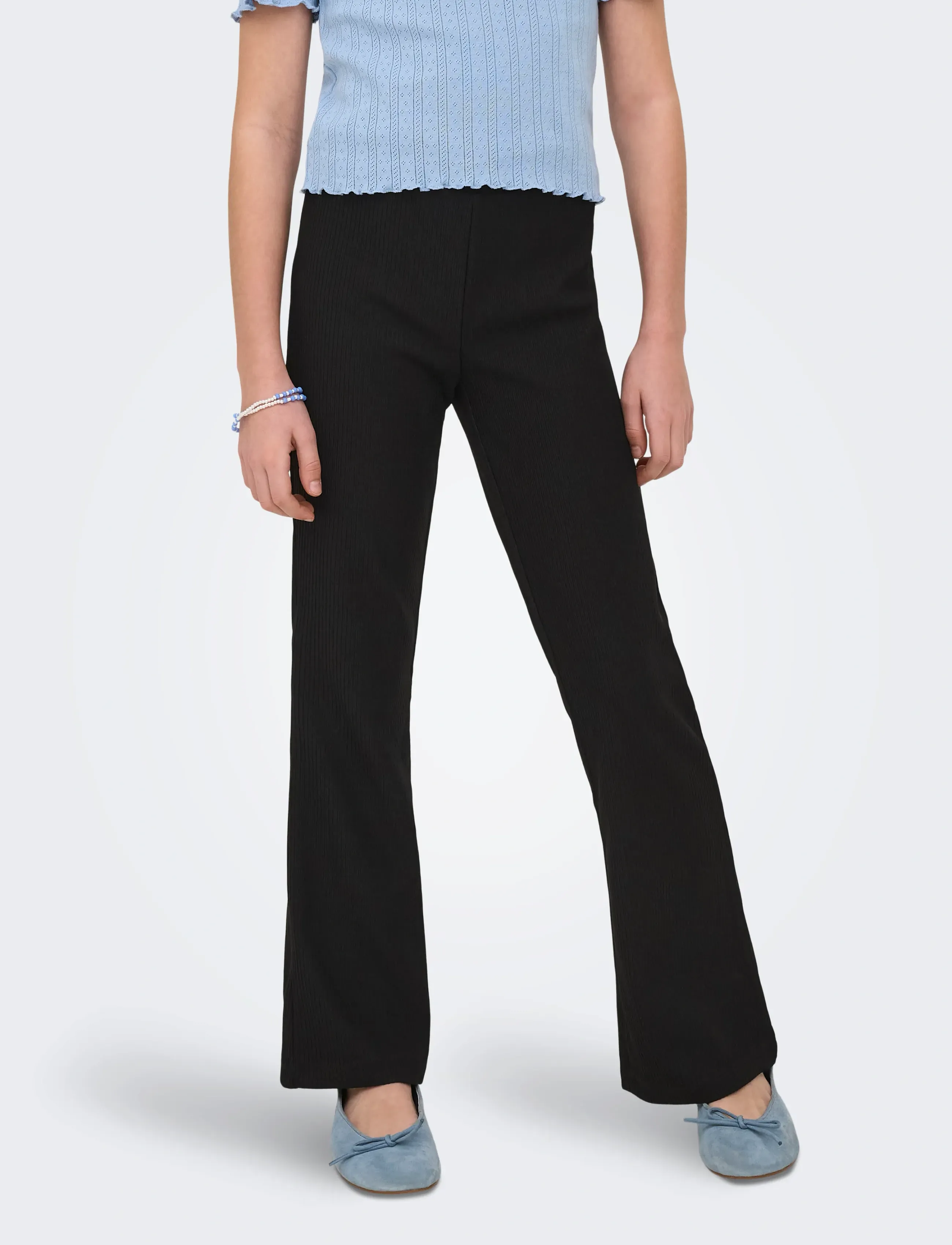 Kids Only KOGFEVER RIB FLARED PANTS CP JRS NOOS - Leggings - BLACK / black