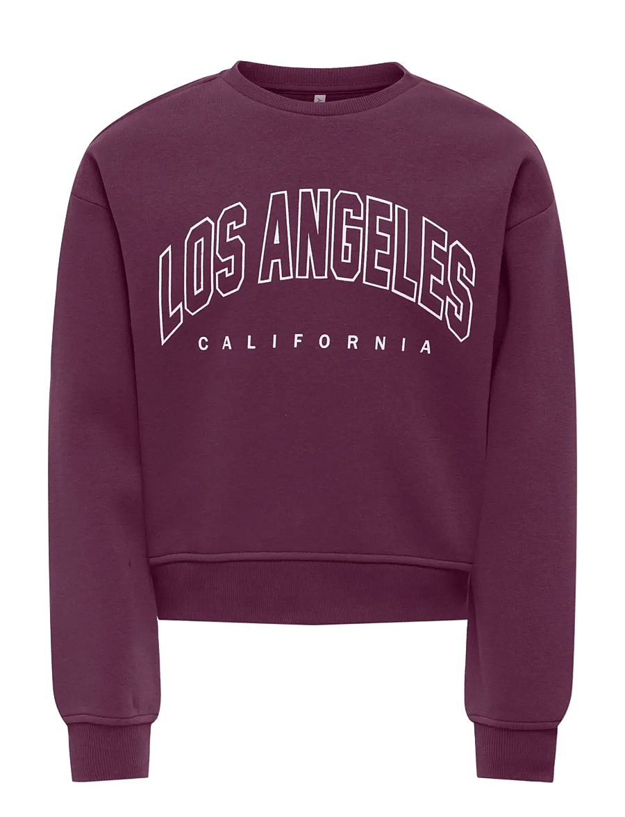 Kids Only - KOGSWEAT LS CREW OVZ STAT SWT NOOS - mauve wine - 1