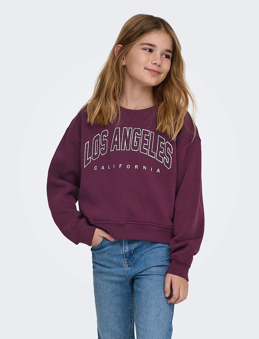 Kids Only - KOGSWEAT LS CREW OVZ STAT SWT NOOS - mauve wine - 0