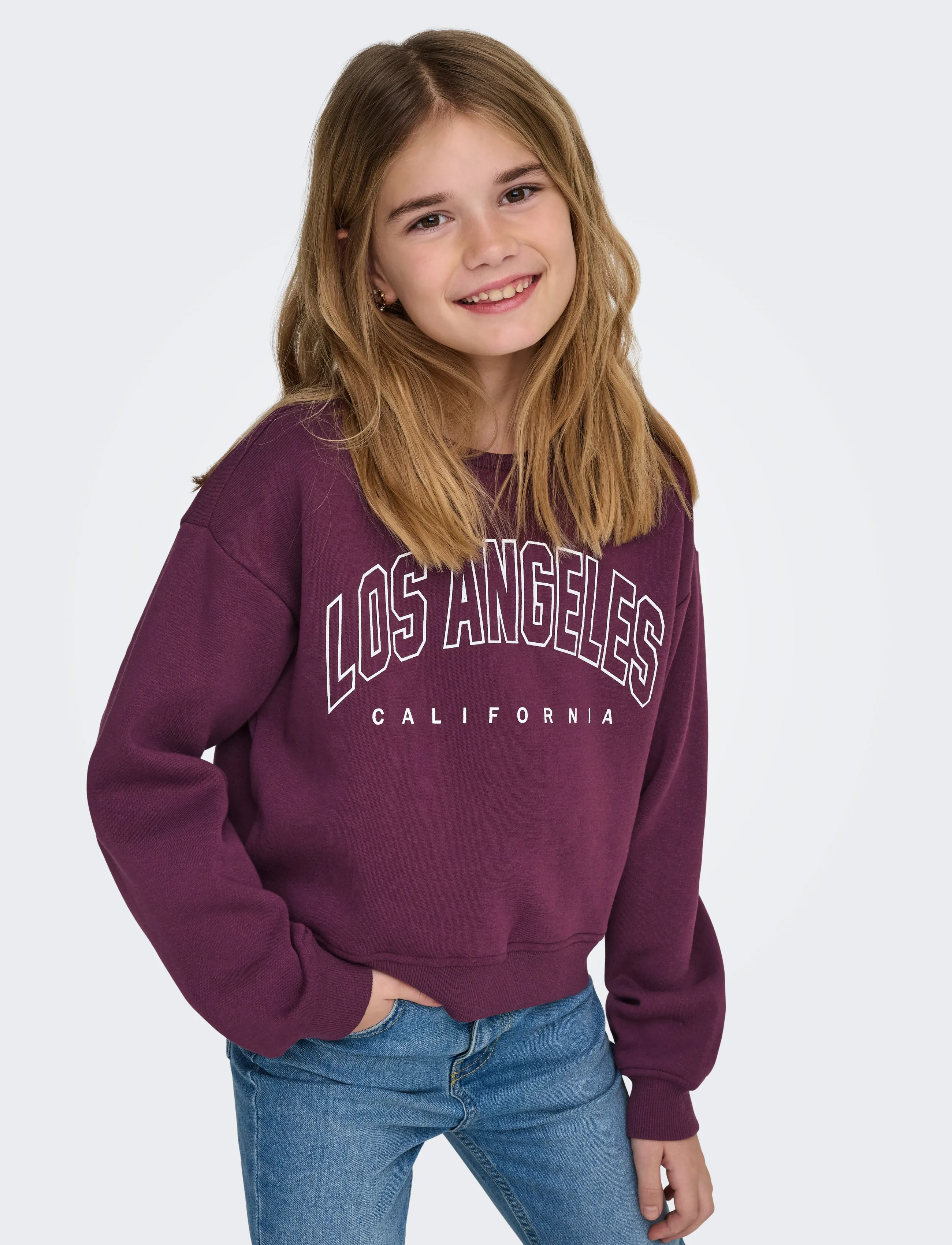 Kids Only - KOGSWEAT LS CREW OVZ STAT SWT NOOS - mauve wine - 4