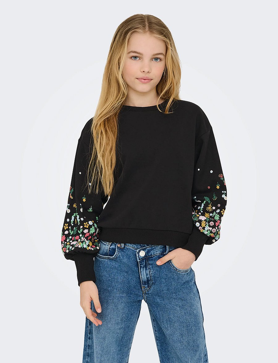 Kids Only - KOGBROOKE L/S O-NECK FLOWER SWT NOOS - black - 0