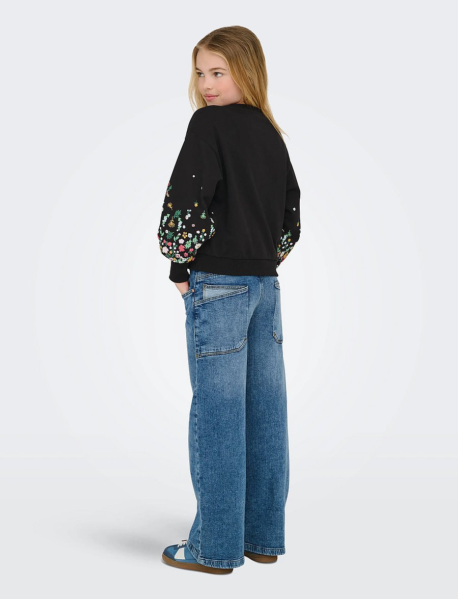 Kids Only - KOGBROOKE L/S O-NECK FLOWER SWT NOOS - black - 3