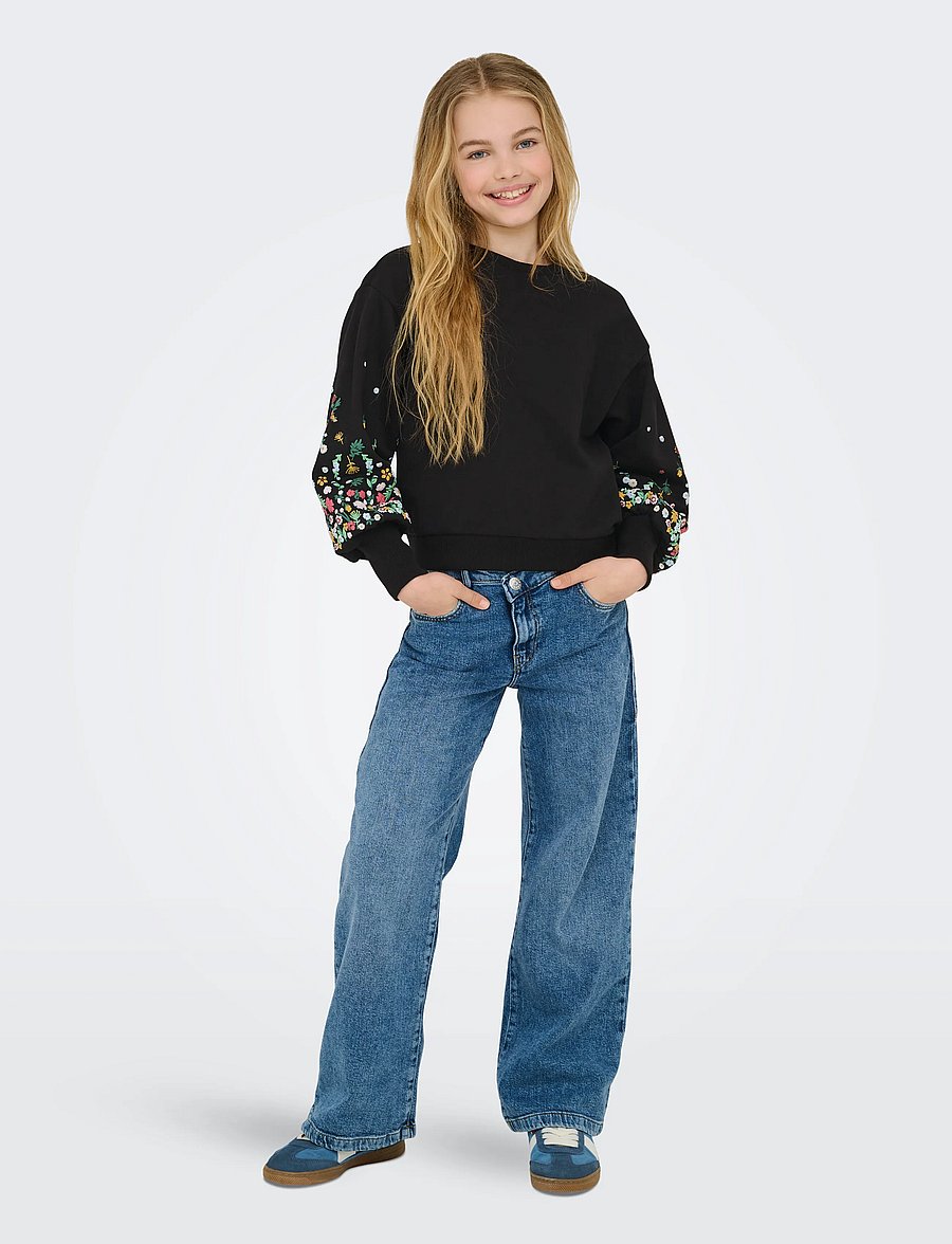 Kids Only - KOGBROOKE L/S O-NECK FLOWER SWT NOOS - black - 4