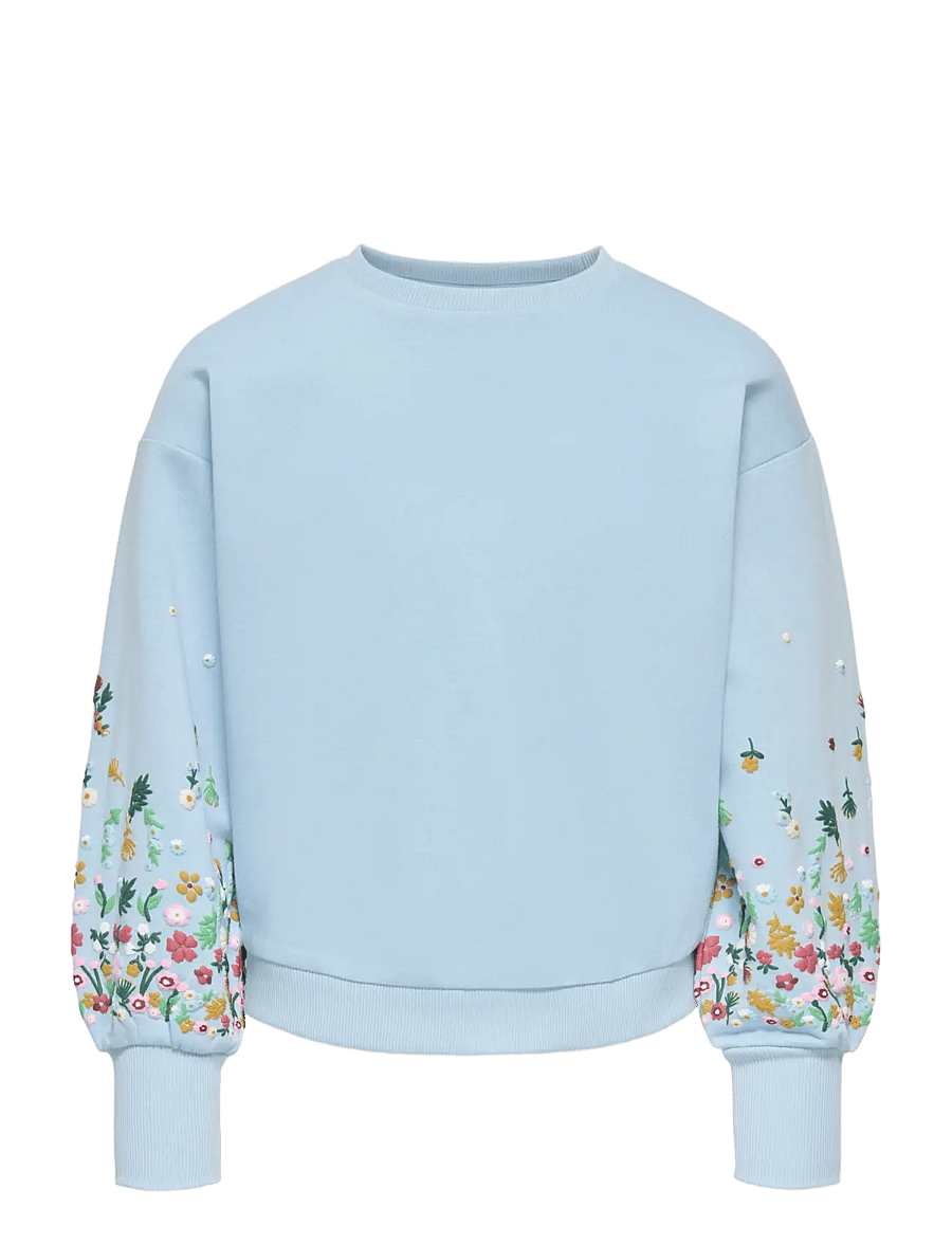 Kids Only - KOGBROOKE L/S O-NECK FLOWER SWT NOOS - sweatshirts - cashmere blue - 1
