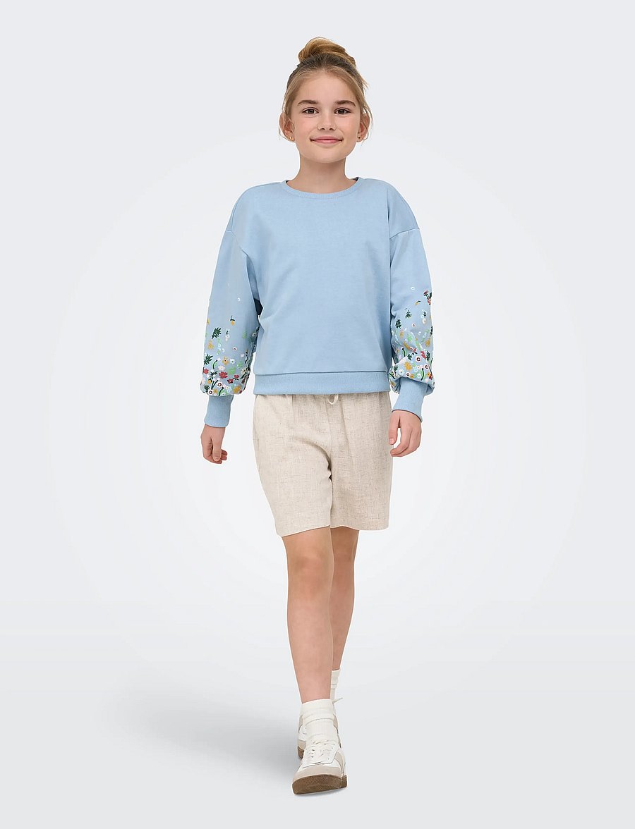 Kids Only - KOGBROOKE L/S O-NECK FLOWER SWT NOOS - sweatshirts - cashmere blue - 4