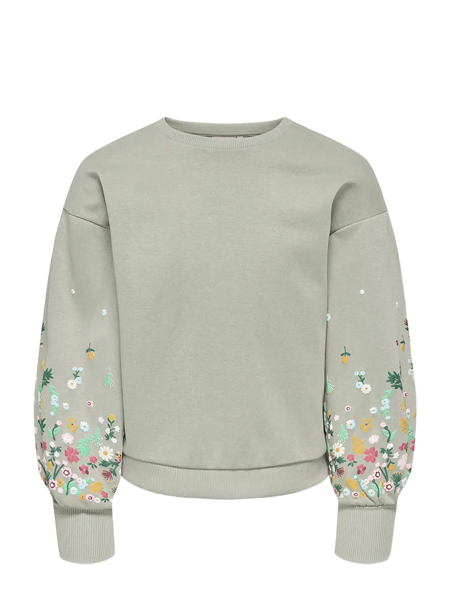 Kids Only - KOGBROOKE LS O-NECK FLOWER SWT NOOS GRL - dressipluusid - seagrass - 1