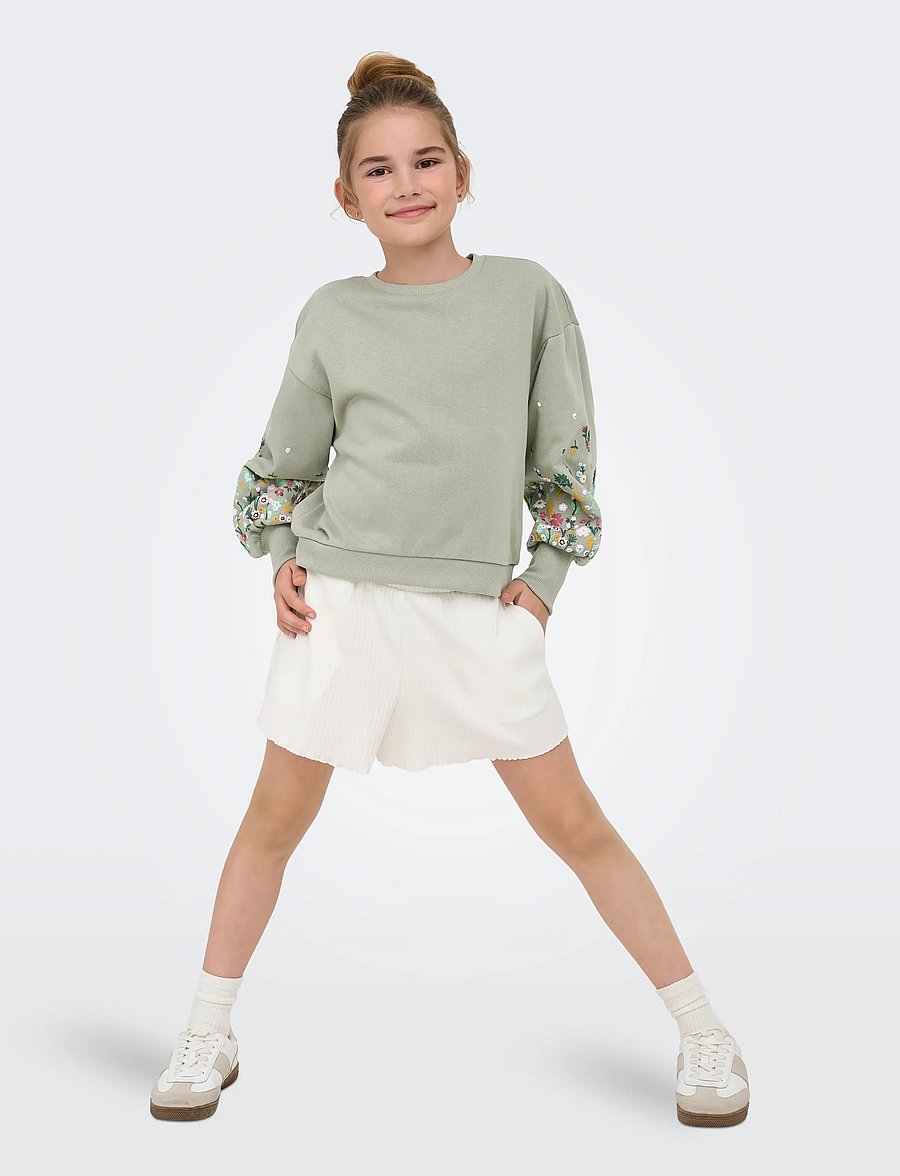 Kids Only - KOGBROOKE LS O-NECK FLOWER SWT NOOS GRL - dressipluusid - seagrass - 4