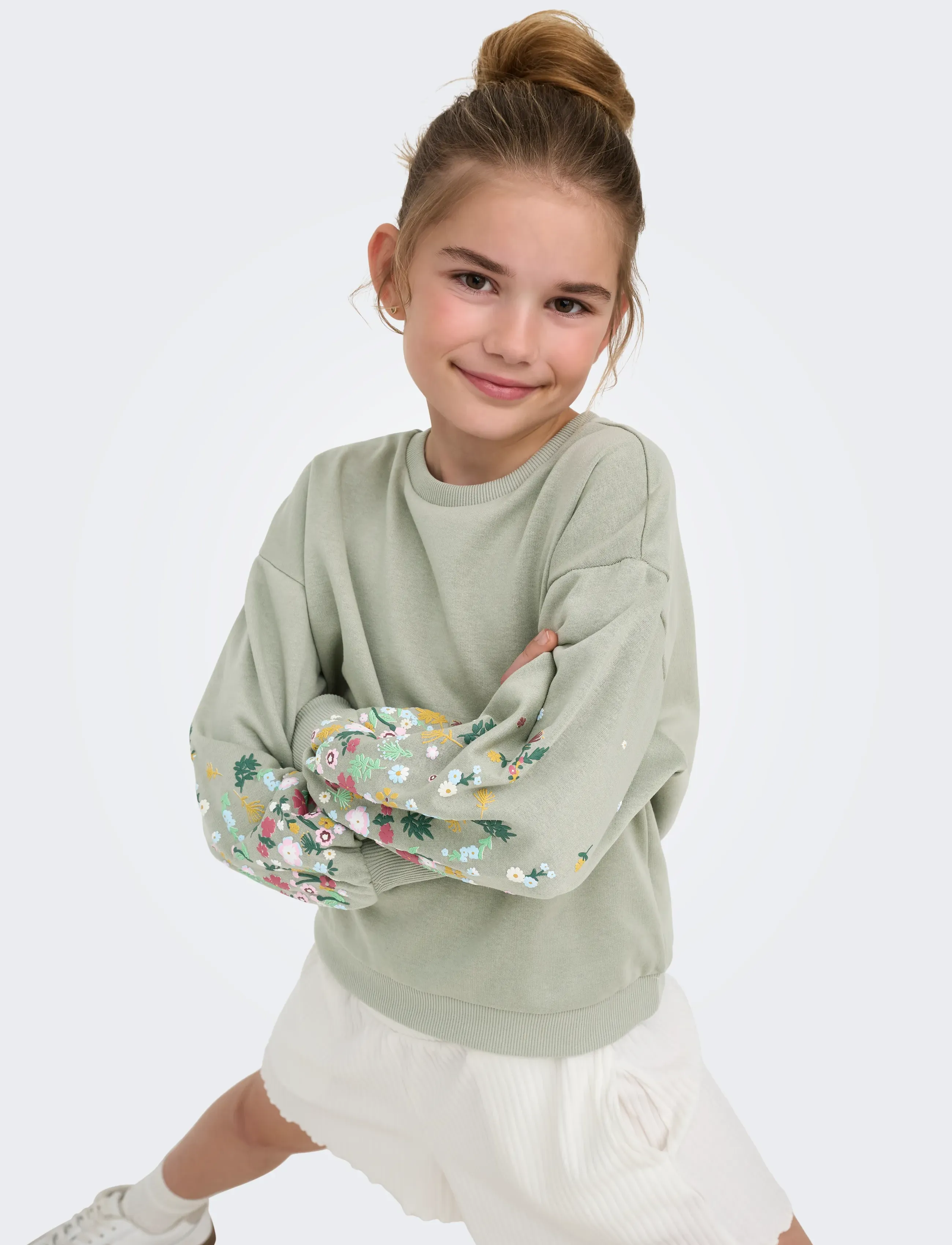 Kids Only - KOGBROOKE LS O-NECK FLOWER SWT NOOS GRL - dressipluusid - seagrass - 5
