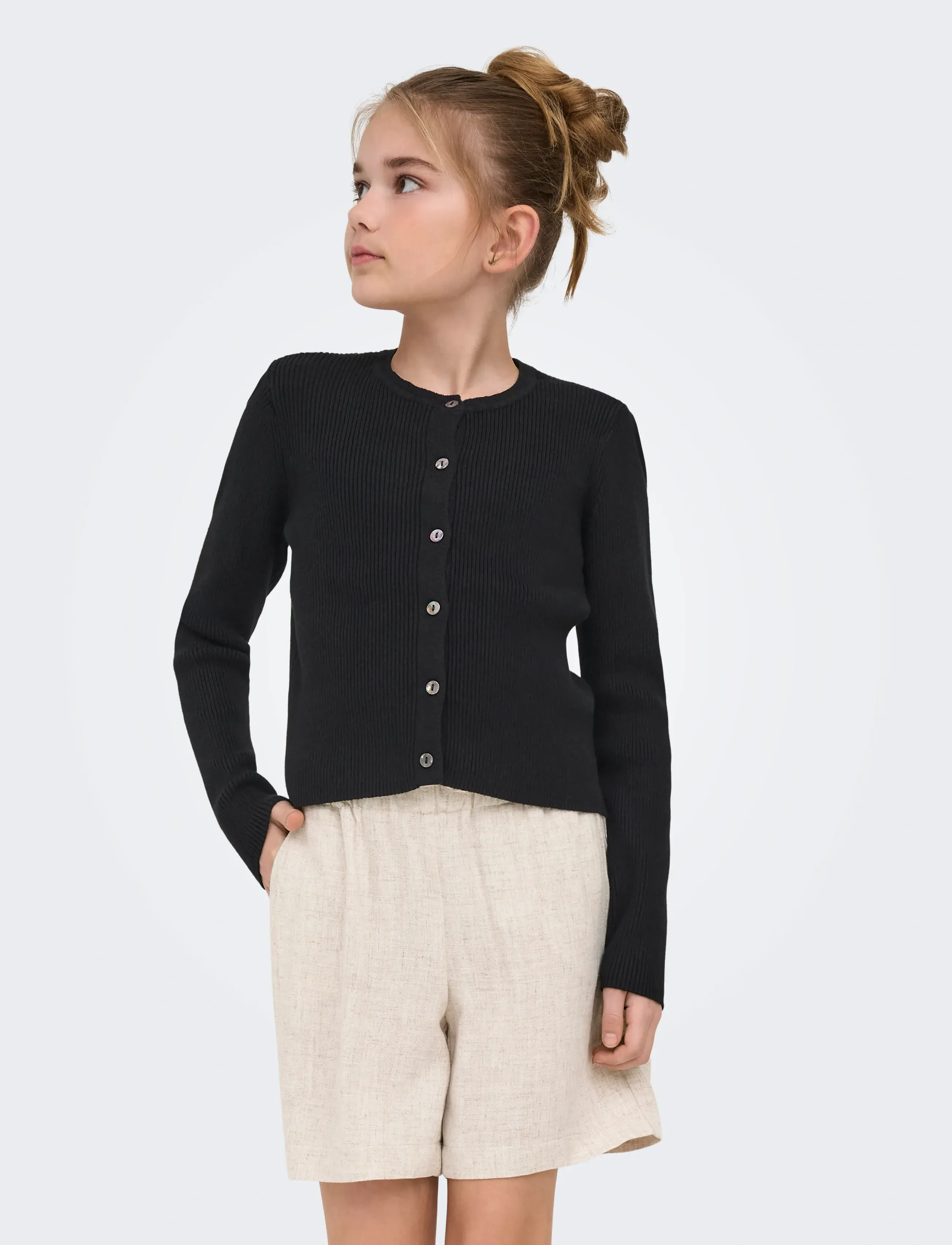 Kids Only Kognatascha Ls O-Neck Card Cp Knt Noos, 122-128, Black, Strik > Cardigans, Børn