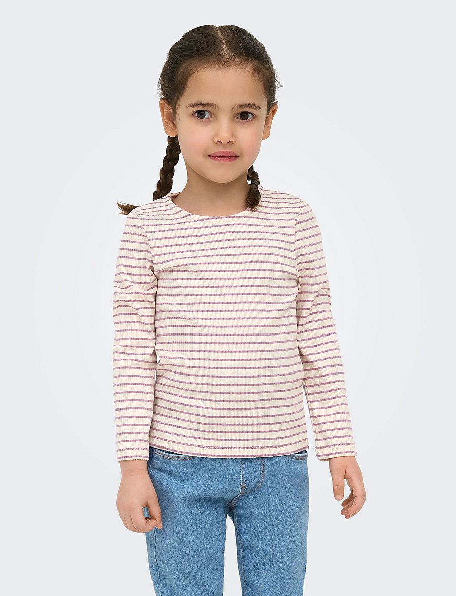 Kids Only - KMGMAUDE LIFE STRIPE LS TOP JRS NOOS - långärmade t-shirts - birch - 0