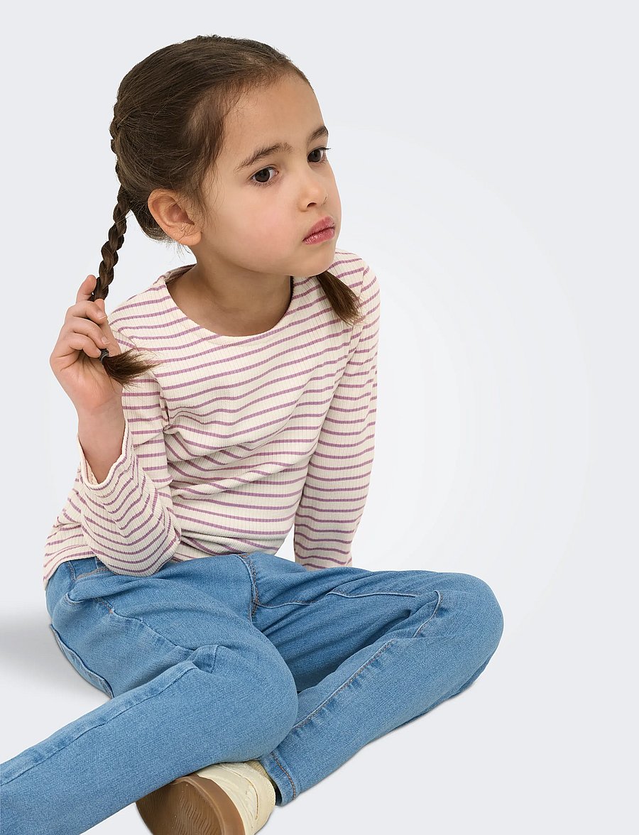 Kids Only - KMGMAUDE LIFE STRIPE LS TOP JRS NOOS - långärmade t-shirts - birch - 5