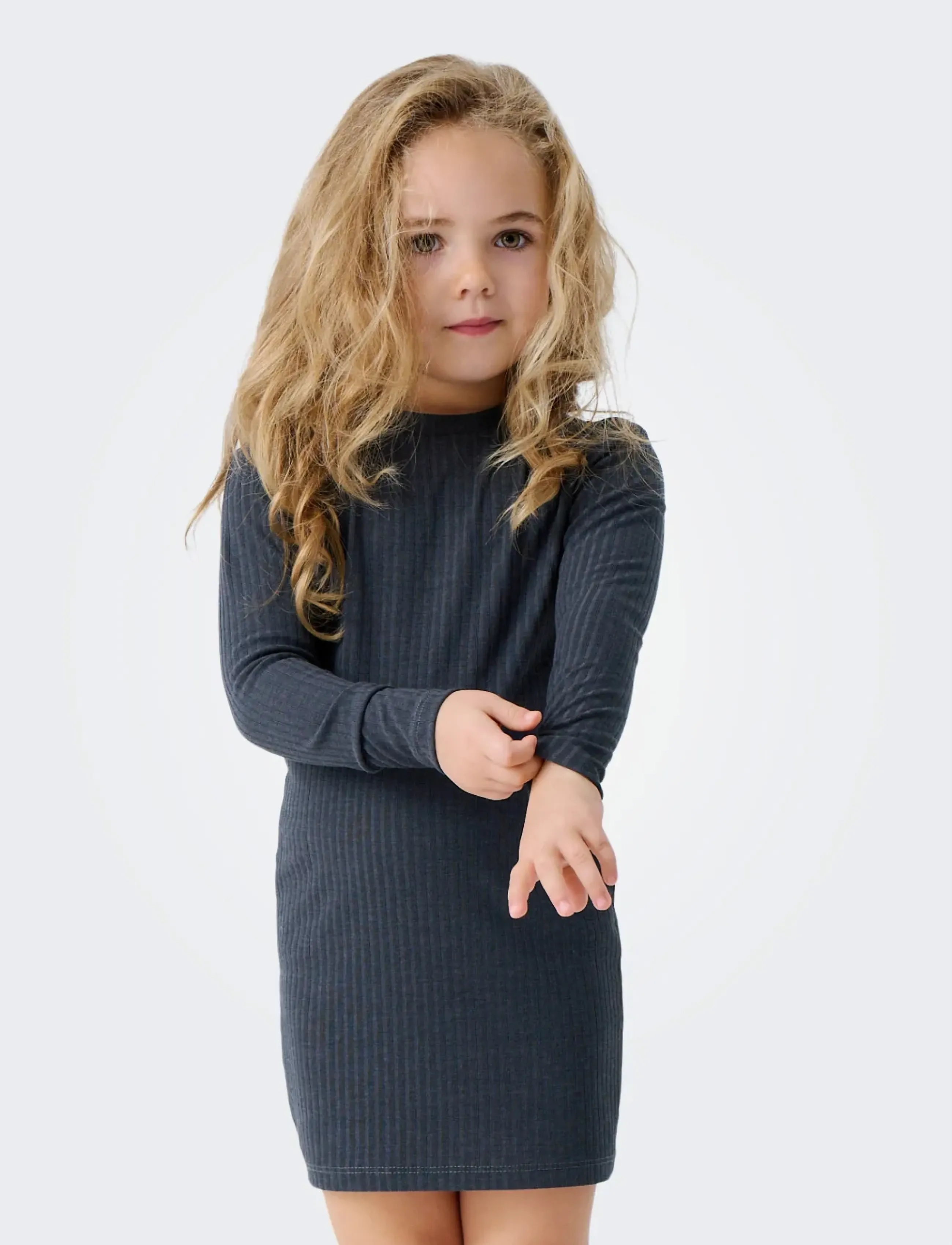Kids Only - KMGTELLA LIFE SOLID L/S DRESS JRS - langærmede hverdagskjoler - ombre blue - 5