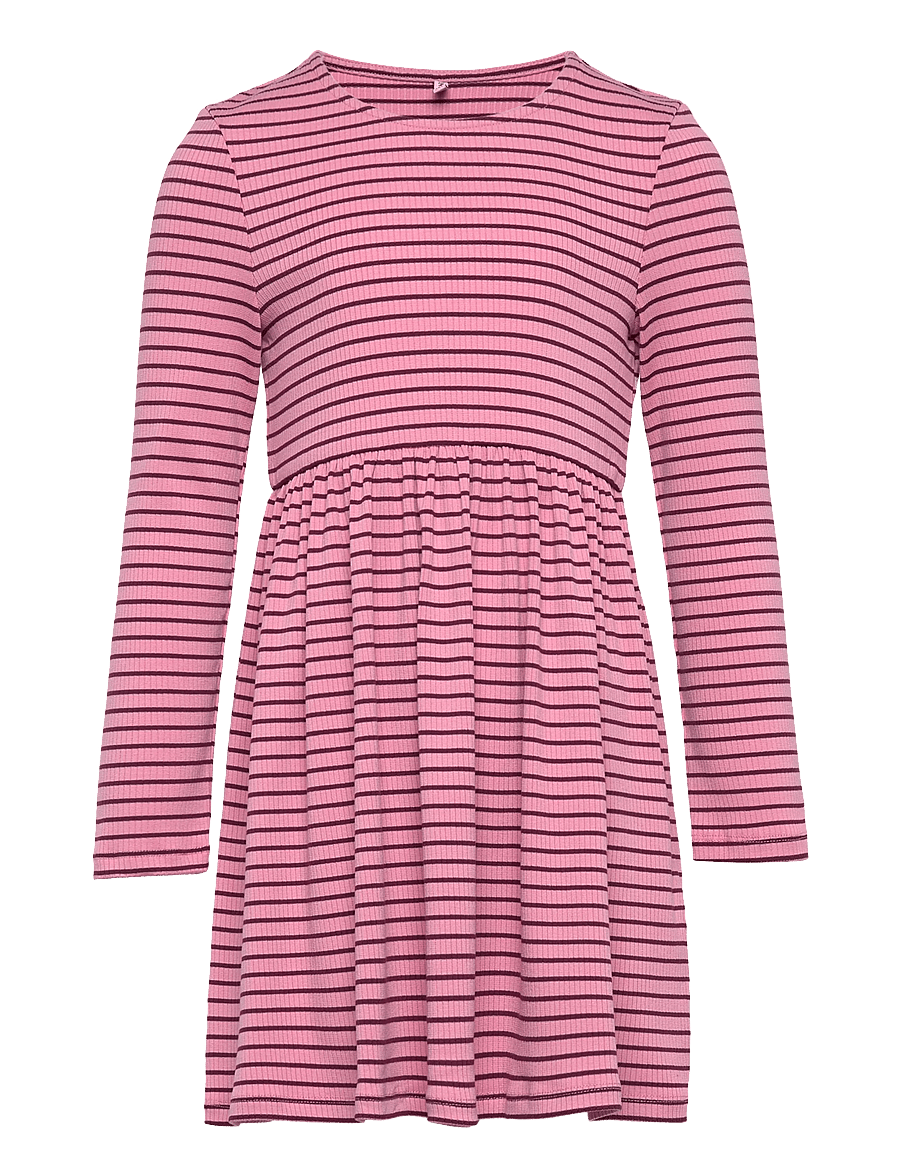 Kids Only - KMGMAUDE LIFE STRIPE LS O-NECK DRESS JRS - langærmede hverdagskjoler - sea pink - 0