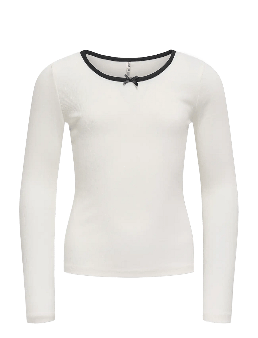 Kids Only - KOGSOFIA L/S BOW TOP JRS - långärmade t-shirts - cloud dancer - 1