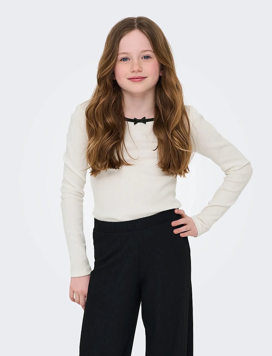 Kids Only - KOGSOFIA L/S BOW TOP JRS - långärmade t-shirts - cloud dancer - 0