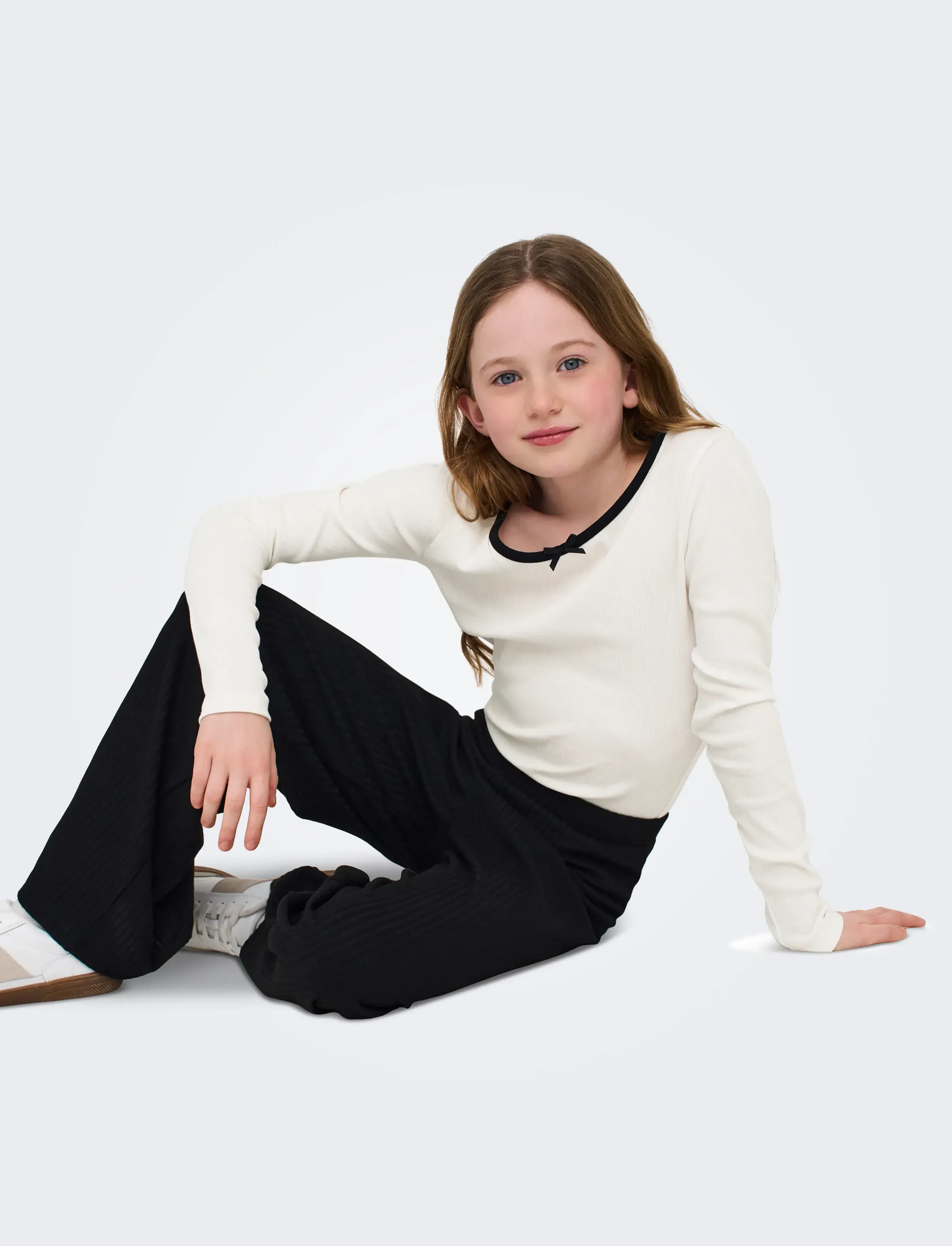 Kids Only - KOGSOFIA L/S BOW TOP JRS - pikkade varrukatega t-särgid - cloud dancer - 5