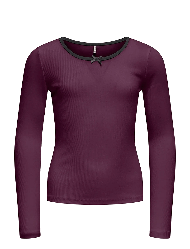 Kids Only - KOGSOFIA L/S BOW TOP JRS - langærmede t-shirts - mauve wine - 0