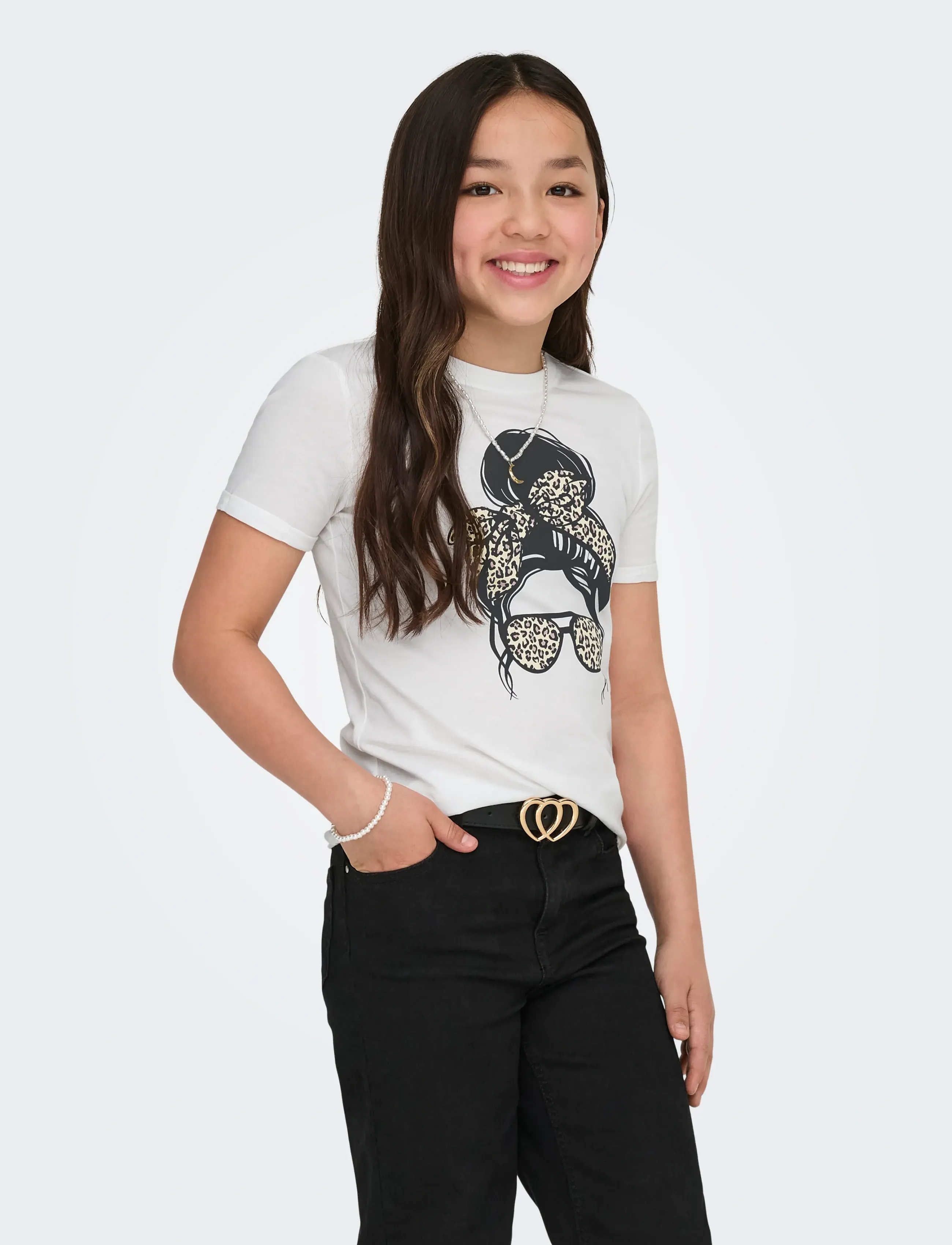 Kids Only KOGEMMA LIFE REG S/S SKULL TOP JRS NOOS - Oberteile & T-Shirts - CLOUD DANCER / white