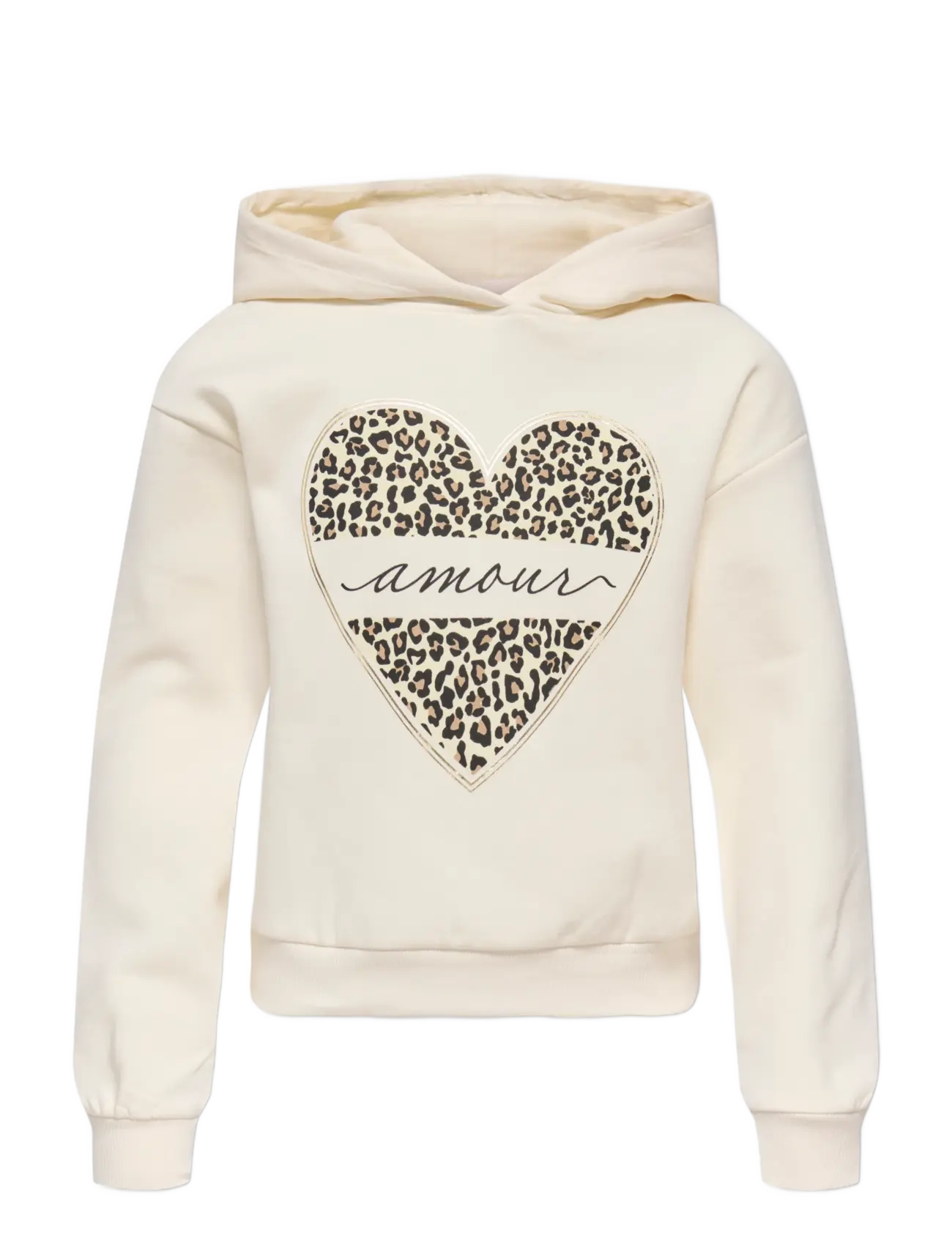 Kids Only - KOGCOOPER LIFE HEART LS HOODIE SWT NOOS - hættetrøjer - antique white - 1