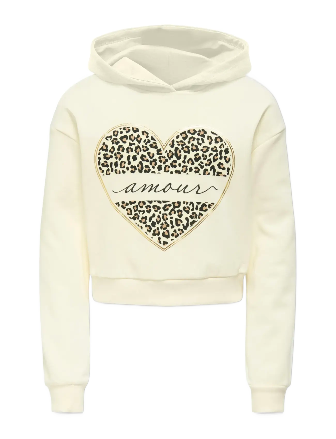 Kids Only KOGCOOPER LIFE HEART LS HOODIE SWT NOOS - Riided - ANTIQUE WHITE / cream
