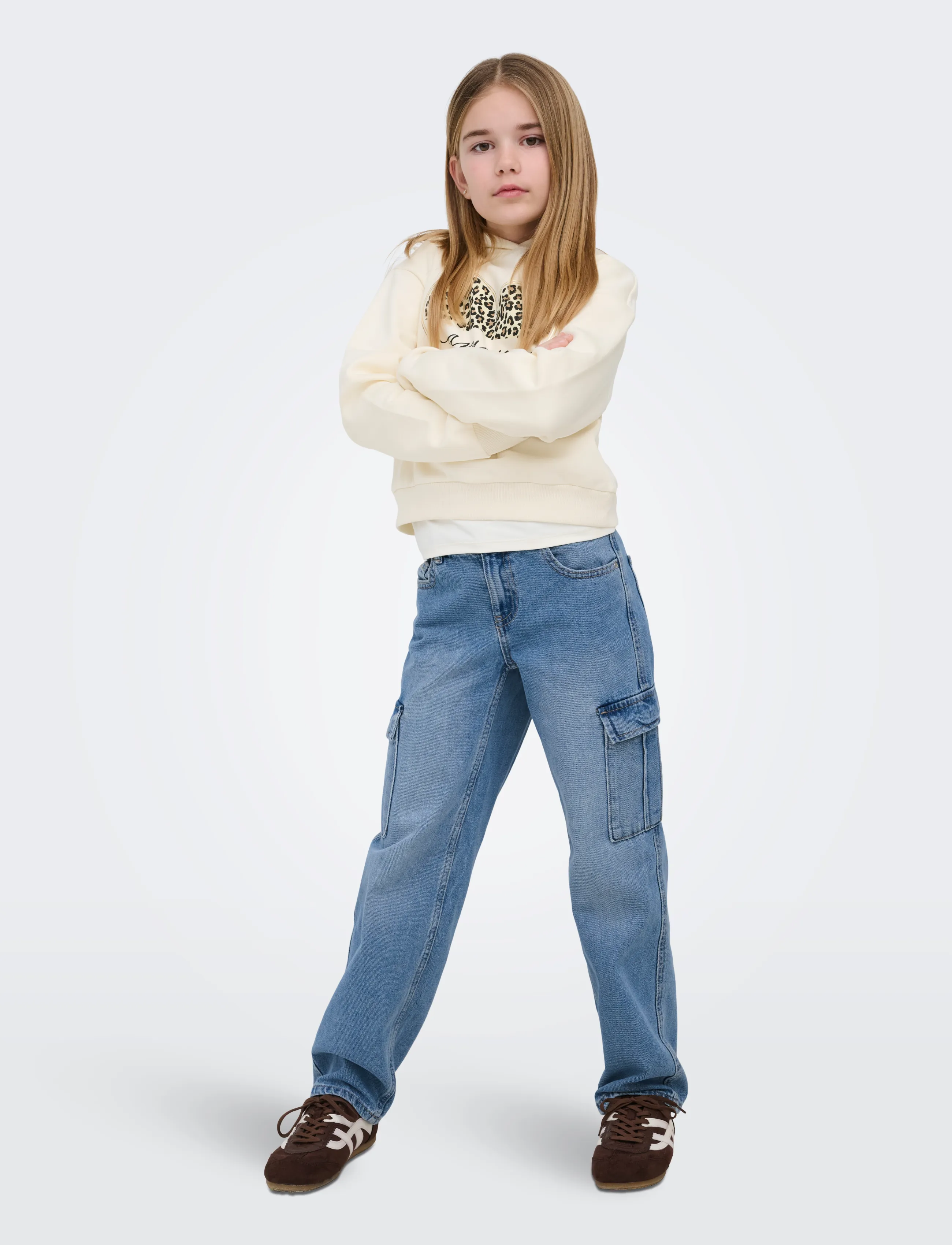 Kids Only - KOGCOOPER LIFE HEART LS HOODIE SWT NOOS - hættetrøjer - antique white - 4