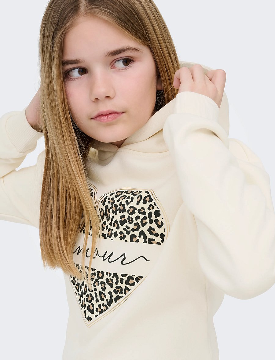 Kids Only - KOGCOOPER LIFE HEART LS HOODIE SWT NOOS - hættetrøjer - antique white - 5