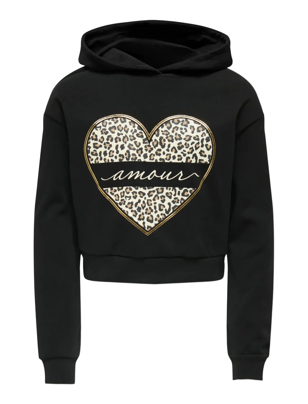 Kids Only KOGCOOPER LIFE HEART LS HOODIE SWT NOOS - Riided - BLACK / black