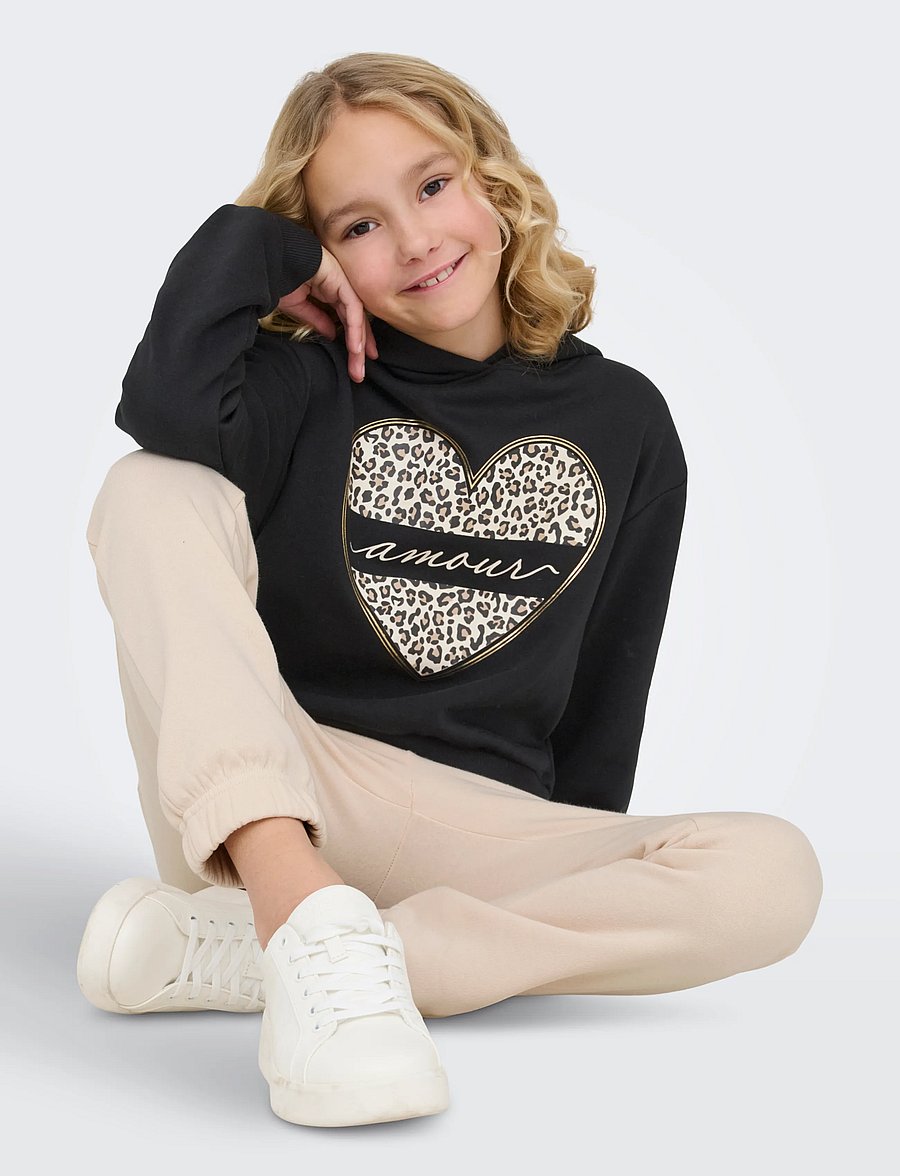 Kids Only - KOGCOOPER LIFE HEART LS HOODIE SWT NOOS - huvtröjor - black - 5