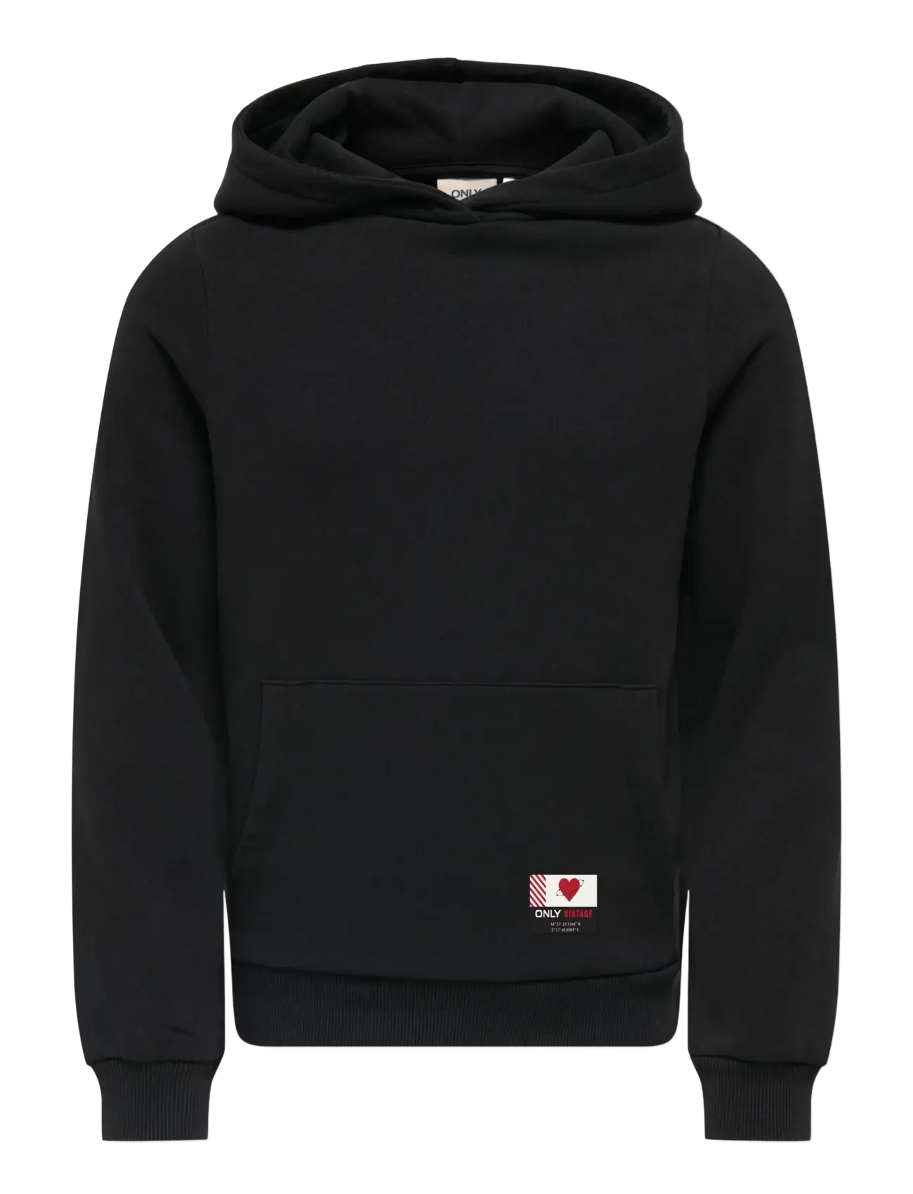 Kids Only KOGNOOMI-VINTA LABEL LS HOOD CS SWT NOOS - Sweatshirts & Huvtröjor - BLACK / black