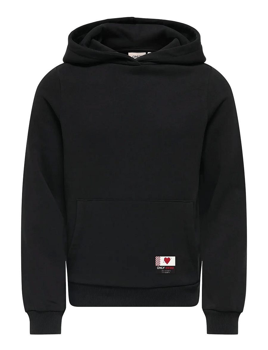Kids Only - KOGNOOMI-VINTA LABEL LS HOOD CS SWT NOOS - kapuutsiga dressipluusid - black - 1