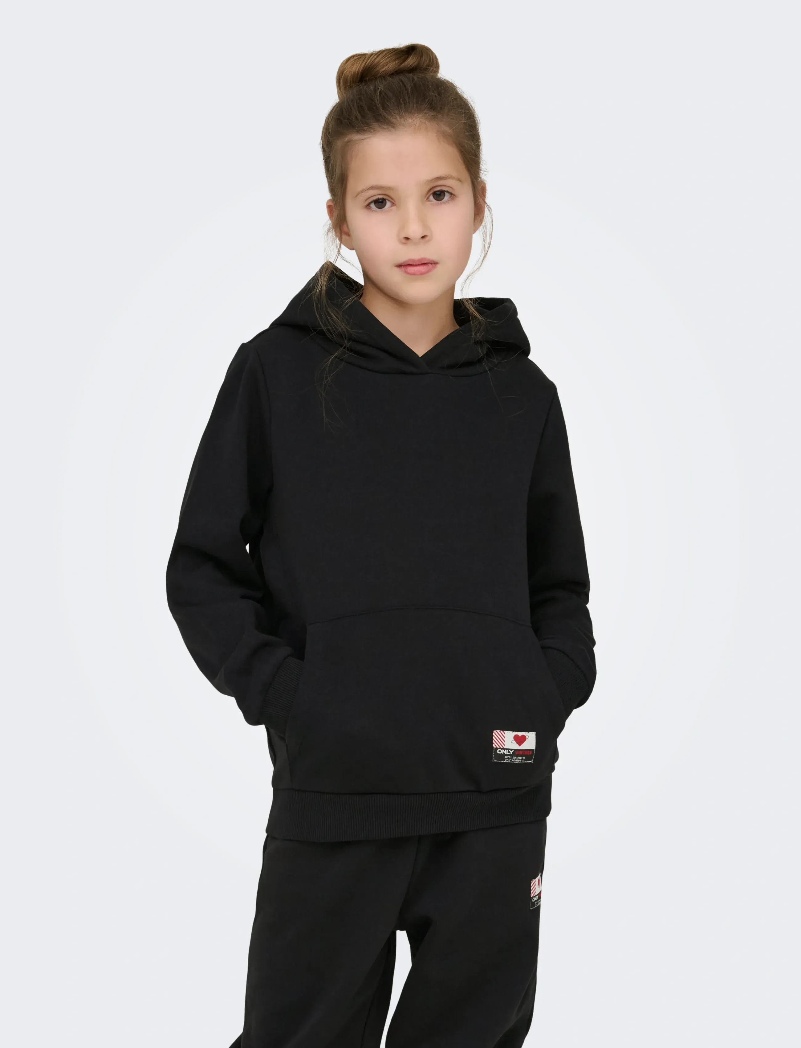 Kids Only Kognoomi-Vinta Label Ls Hood Cs Swt Noos, 110-116, Sweatshirts & Hoodies, Schwarz - Kinder