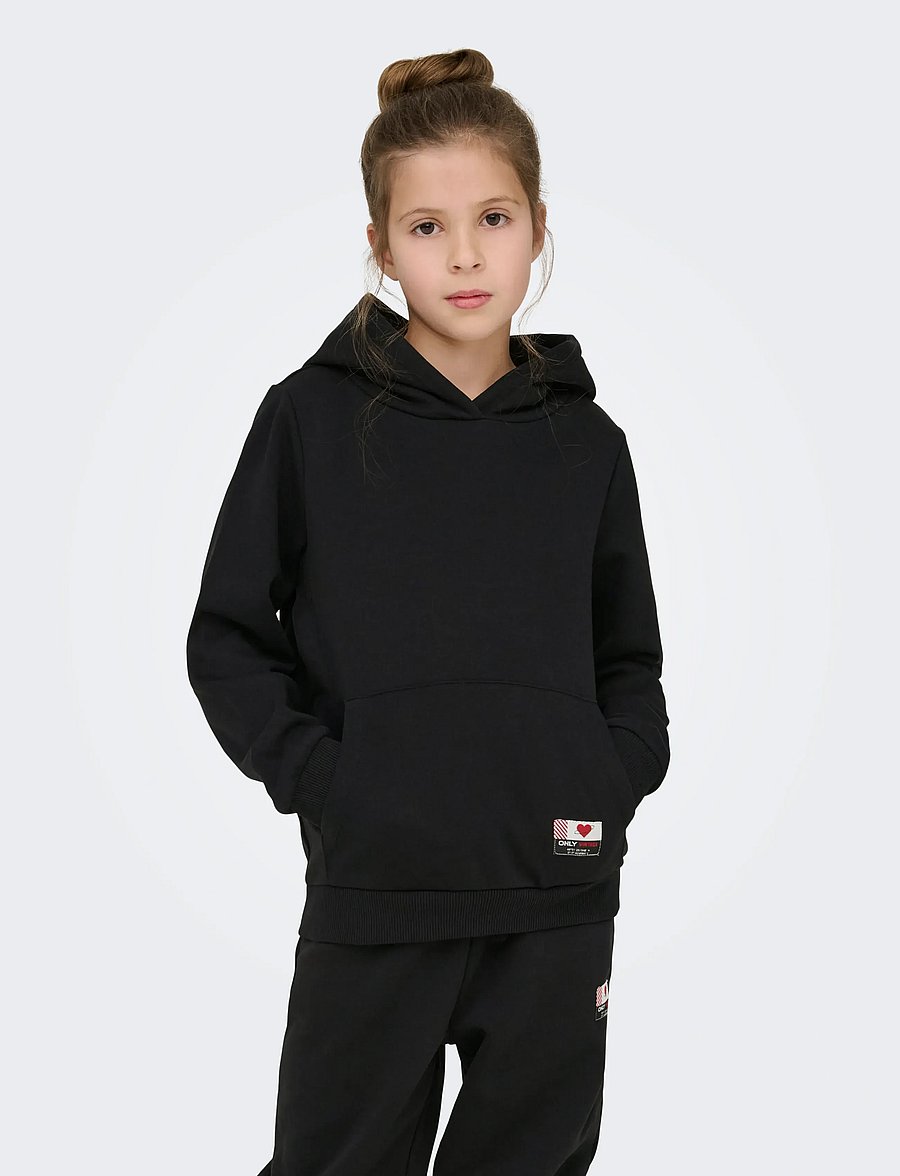Kids Only - KOGNOOMI-VINTA LABEL LS HOOD CS SWT NOOS - kapuutsiga dressipluusid - black - 0