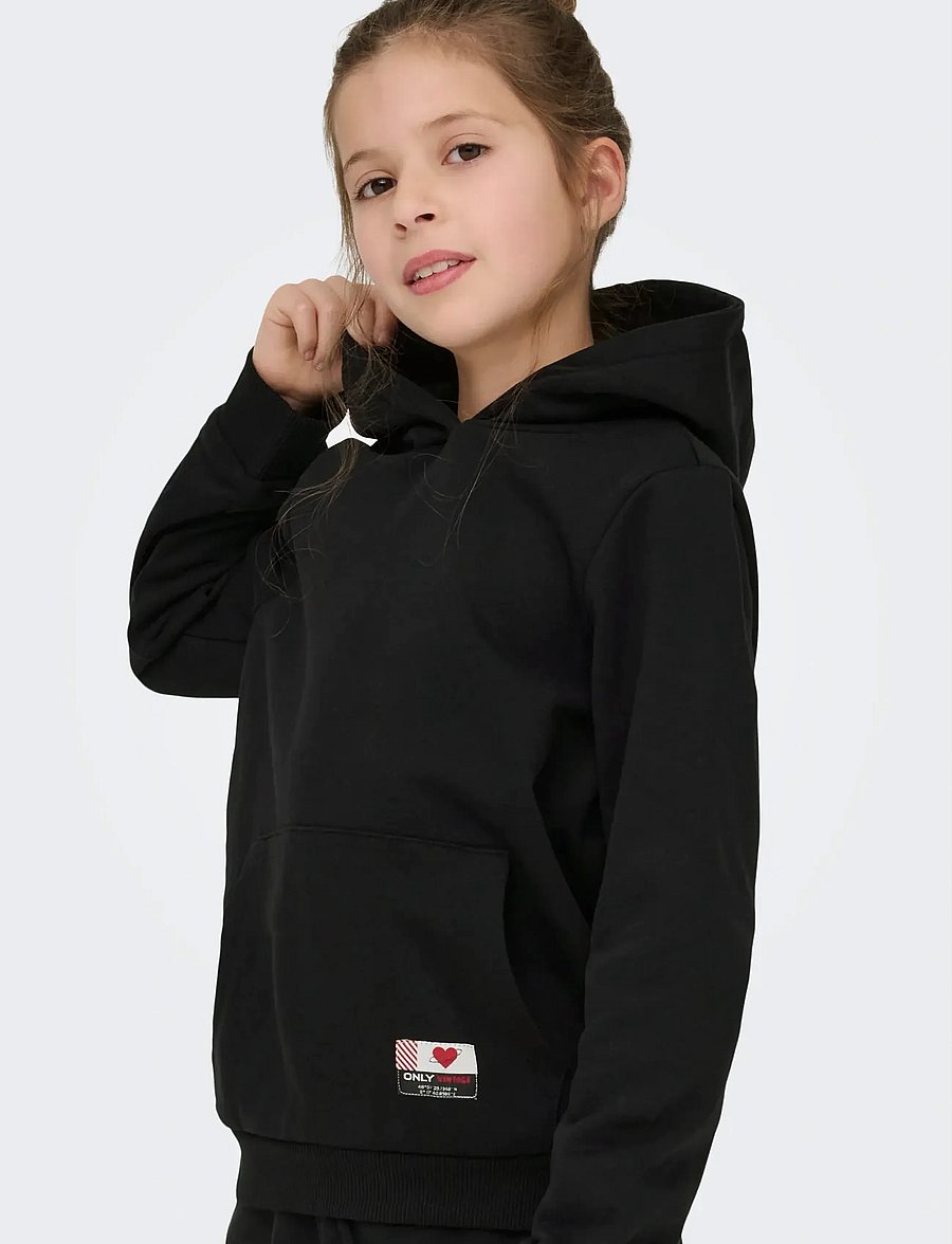 Kids Only - KOGNOOMI-VINTA LABEL LS HOOD CS SWT NOOS - kapuutsiga dressipluusid - black - 4