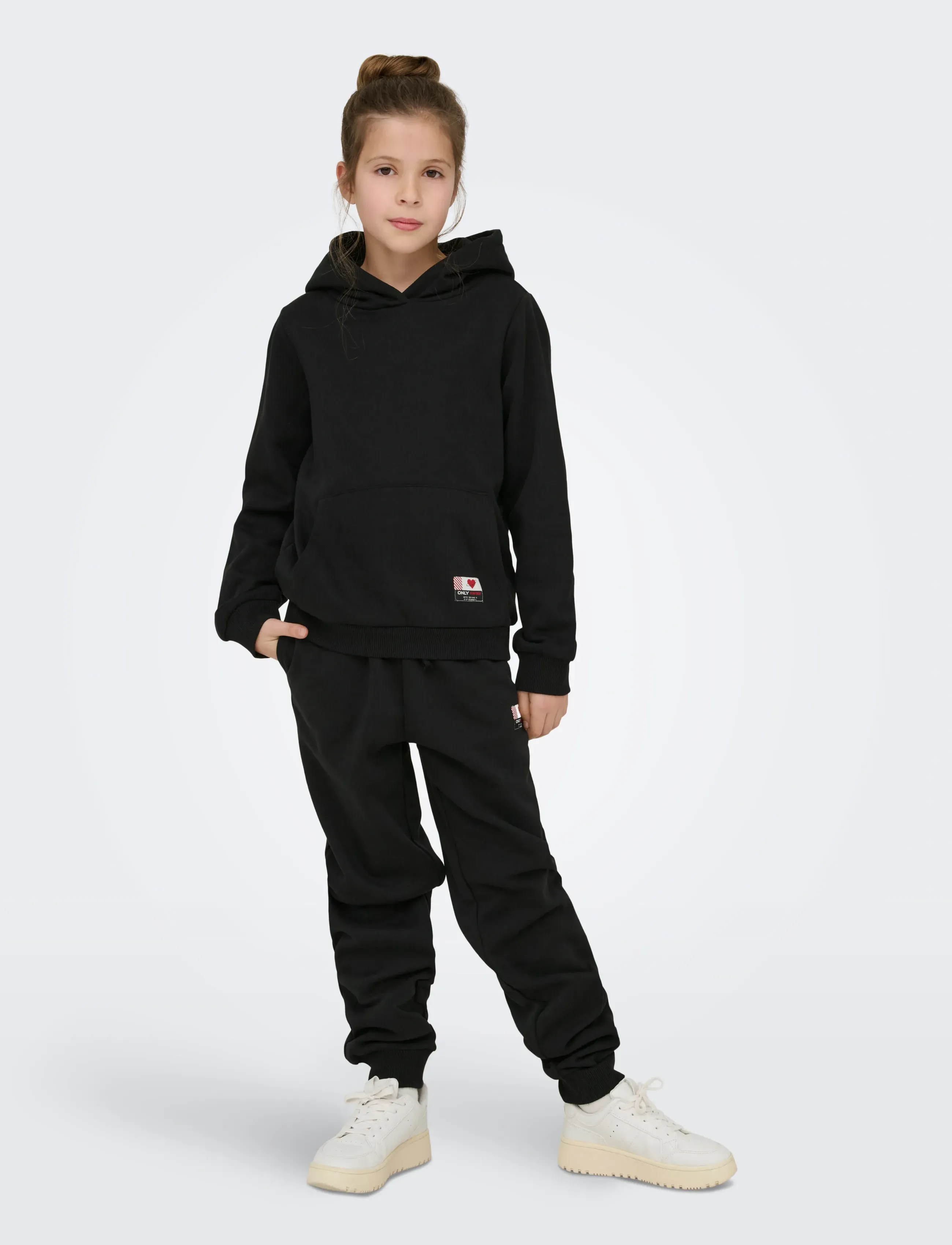 Kids Only - KOGNOOMI-VINTA LABEL LS HOOD CS SWT NOOS - hættetrøjer - black - 5
