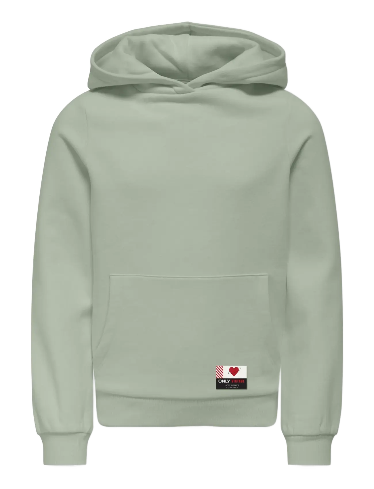 Kids Only KOGNOOMI-VINTA LABEL LS HOOD CS SWT NOOS - Sweatshirts & Huvtröjor - DESERT SAGE / green
