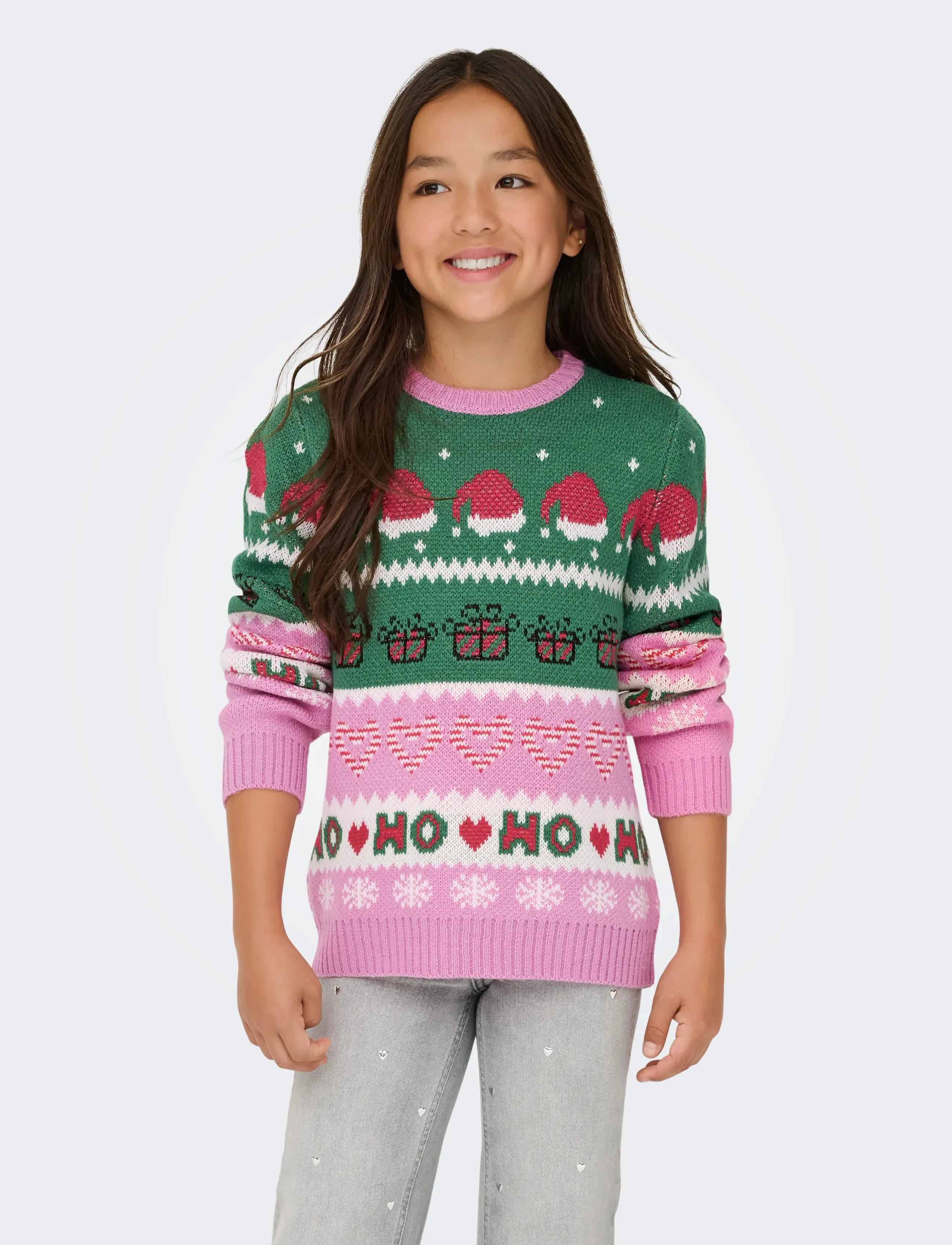 Kids Only Koghoho Xmas Ls Pullover Knt, 122-128, Knitwear, Rosa - Pullovers, Kinder