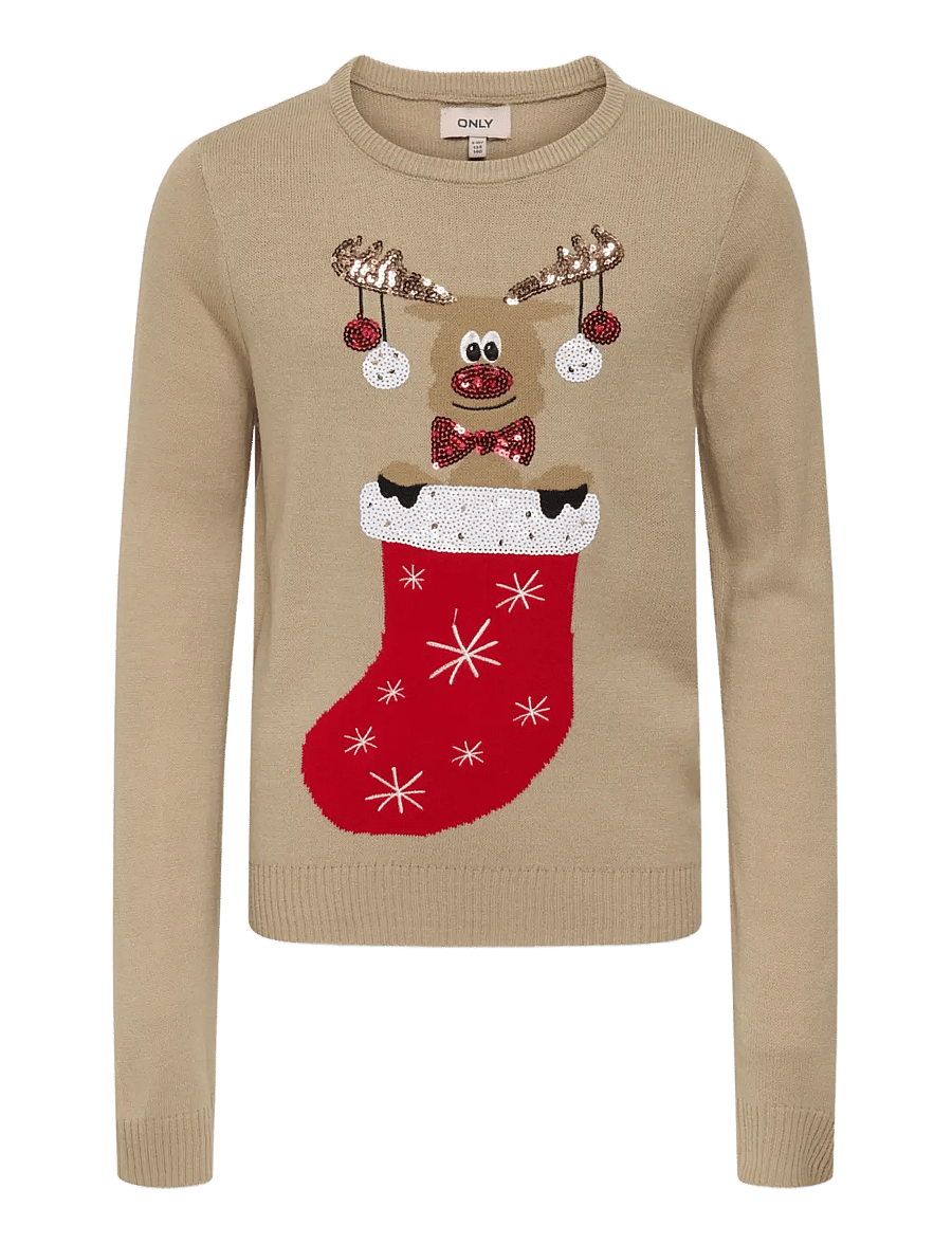 Kids Only - KOGXMAS SHINE LS ONECK BOX KNT - pulls - humus - 0
