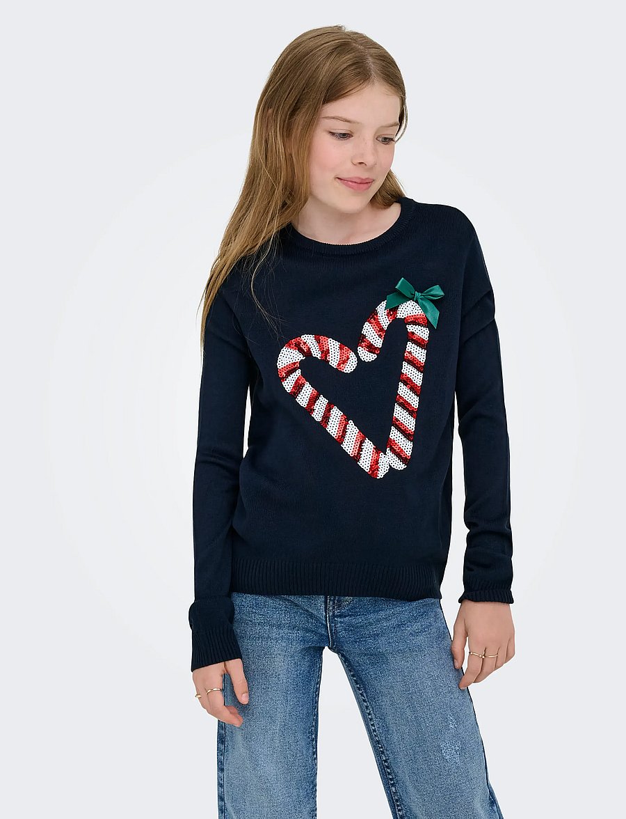 Kids Only - KOGXMAS SHINE LS ONECK BOX KNT - džemperi - naval academy - 4