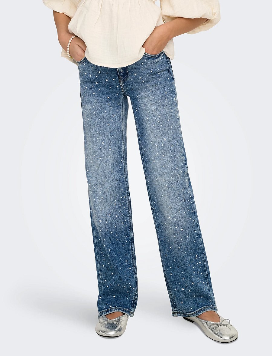 Kids Only - KOGJUICY RHS WIDE LEG DNM CRO557 NOOS - pantalons larges - medium blue denim - 0