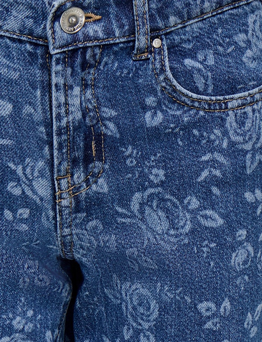 Kids Only - KOGHOPE EX HW WIDE ROSE AOP DNM PIM - hosen mit weitem bein - medium blue denim - 2