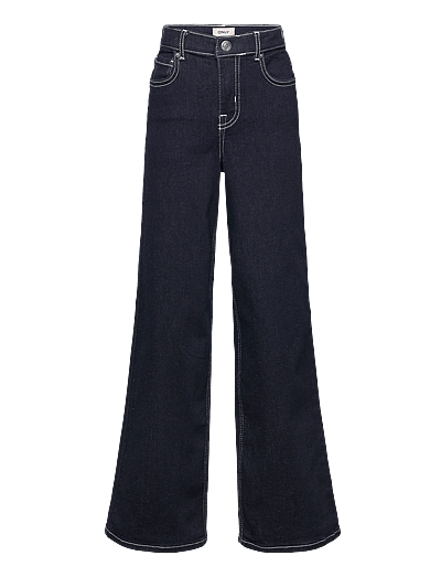 Kids Only KOGMADISON BLUSH FLOWER HW WIDE DNM - Hosen mit weitem Bein - DARK BLUE DENIM / blue