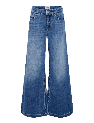 Kids Only KOGCALIFORNIA MW WIDE FLARED REA NOOS - Hosen mit weitem Bein - DARK MEDIUM BLUE DENIM / blue