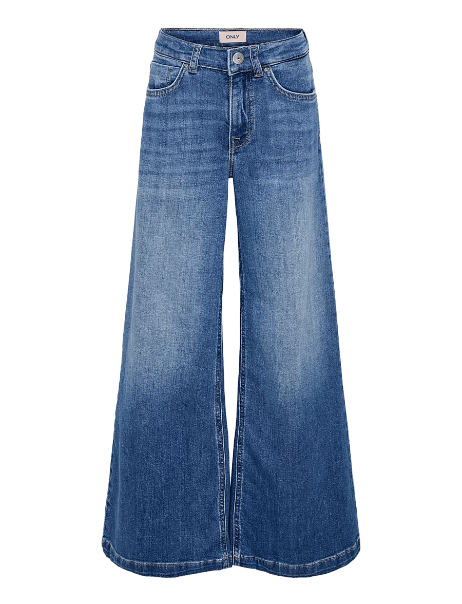 Kids Only - KOGCALIFORNIA MW WIDE FLARED REA NOOS - hosen mit weitem bein - dark medium blue denim - 1