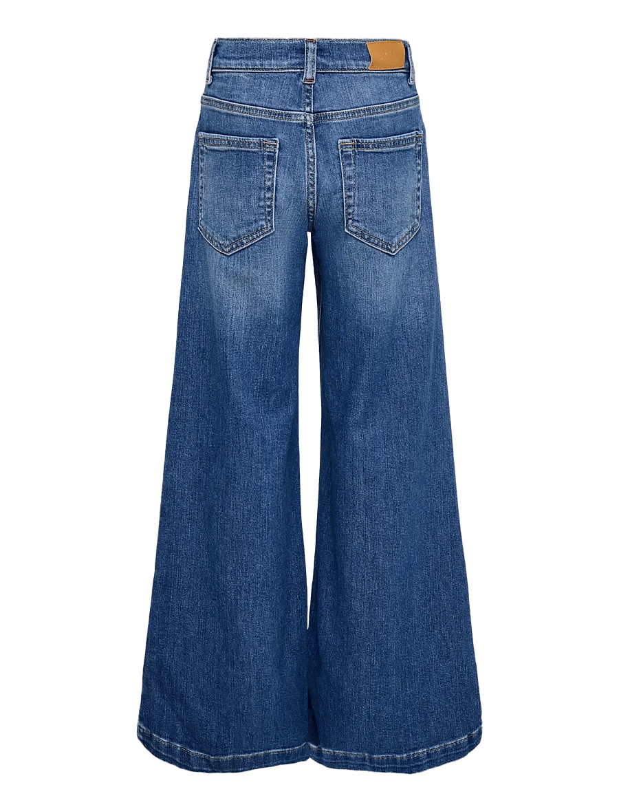 Kids Only - KOGCALIFORNIA MW WIDE FLARED REA NOOS - hosen mit weitem bein - dark medium blue denim - 2