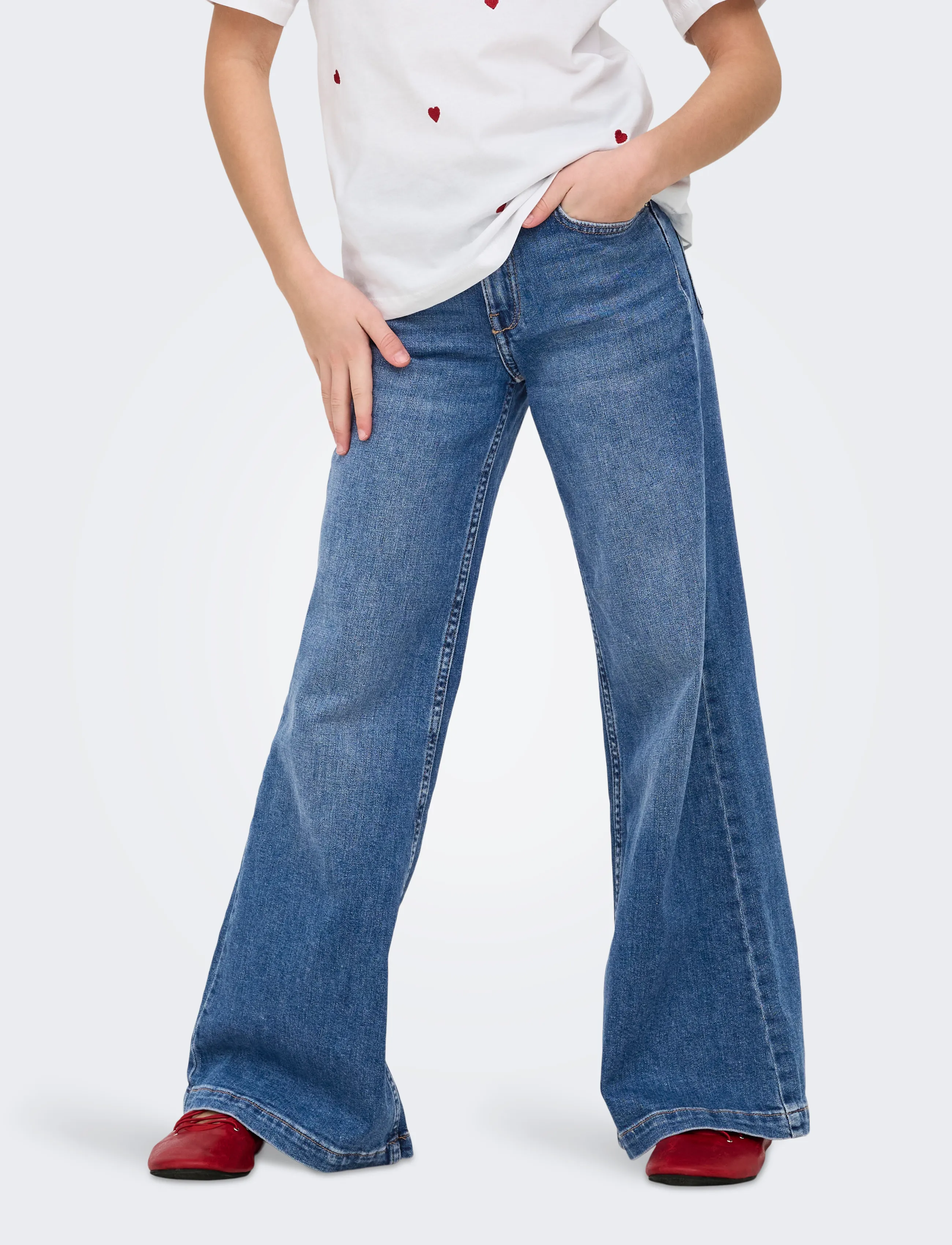 Kids Only KOGCALIFORNIA MW WIDE FLARED REA NOOS - Bottoms - DARK MEDIUM BLUE DENIM / blue