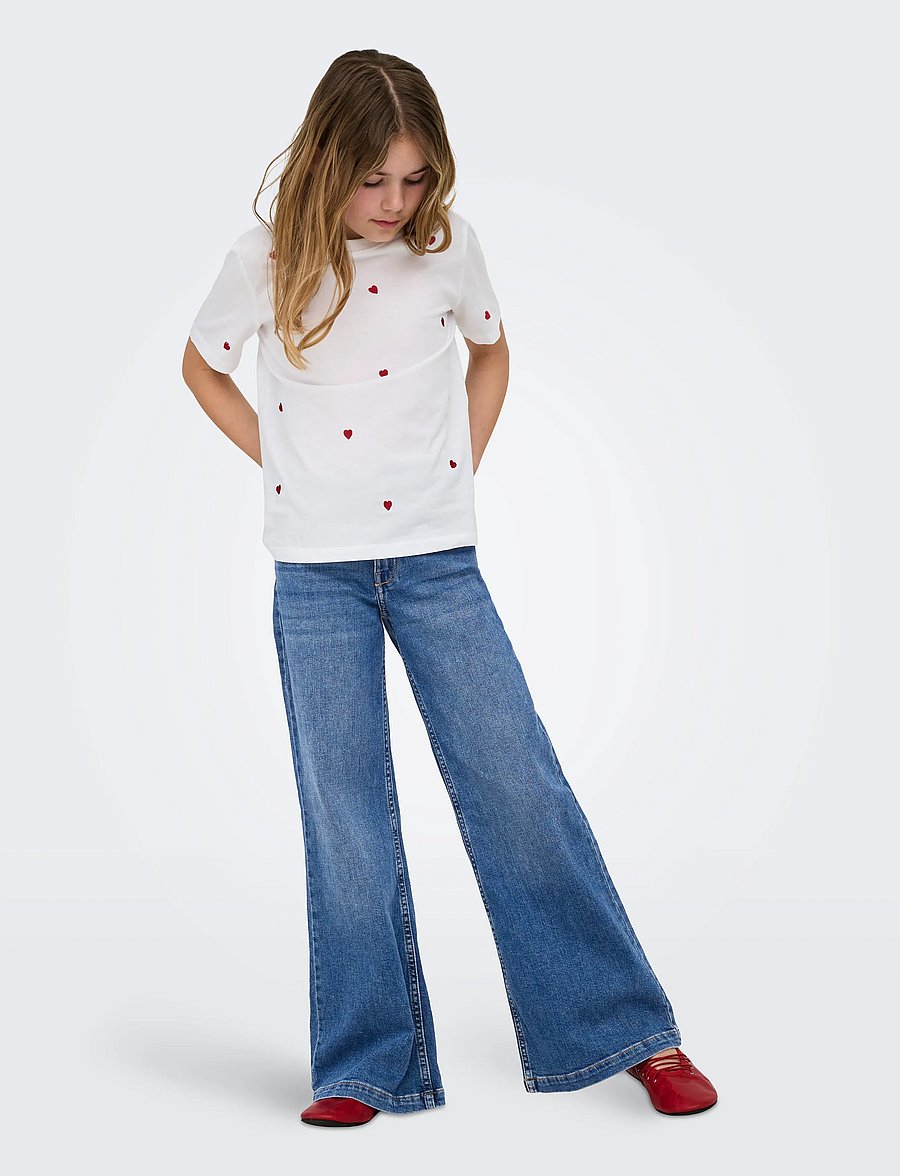 Kids Only - KOGCALIFORNIA MW WIDE FLARED REA NOOS - hosen mit weitem bein - dark medium blue denim - 4